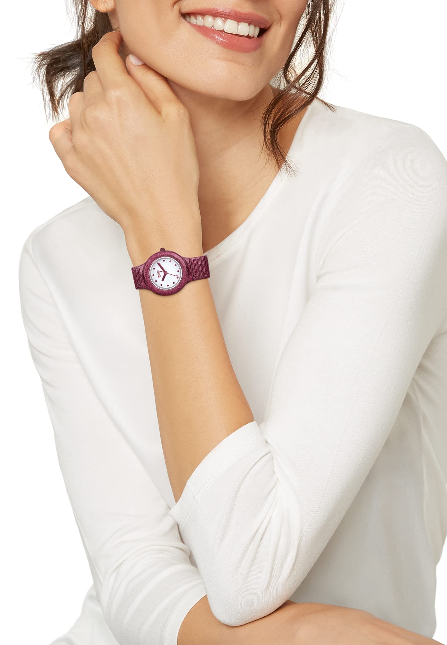 Hip Hop Sparkling Mania damski zegarek na rękę silikonowy bordowy, średnica: 32 mm, wodoszczelność: 5 bar, HWU1022