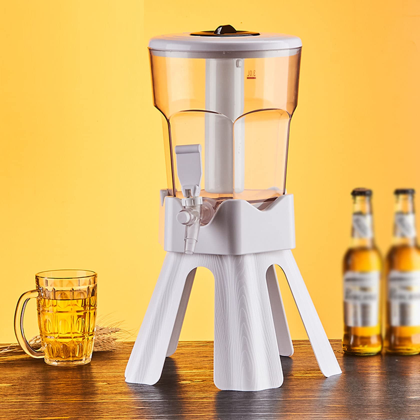 Dispensador de bebidas de 3 litros de capacidad, cañón de cerveza comercial con carámbanos iluminados desmontables, ideal para el hogar, hotel, karaoke, restaurante