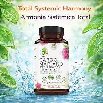 Cardo Mariano reforzado con diente Leon (Milk Thistle Reinforced w/Dandelion) 90 Vegetable Capsule 1500 mg per Serving, Root Liver Health Support, Antioxidant Support,100% Natural, Made by BexpertsUSA