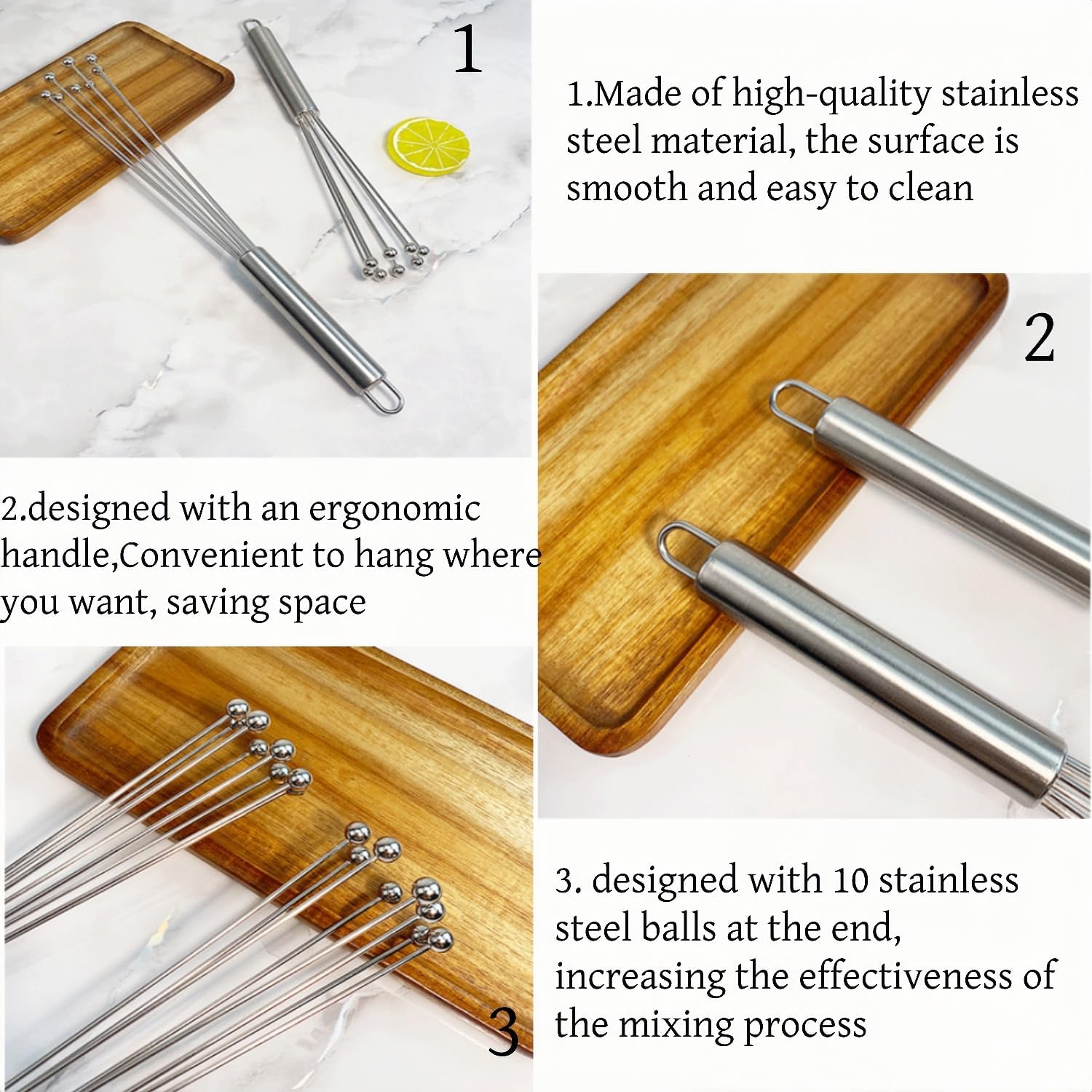 2 PCS 10.23inch Stainless Steel Ball Whisks,Durable Manual Egg Beater, Dishwashable Kitchen Whisk,Cream whisk, kitchen baking tool - Image 7