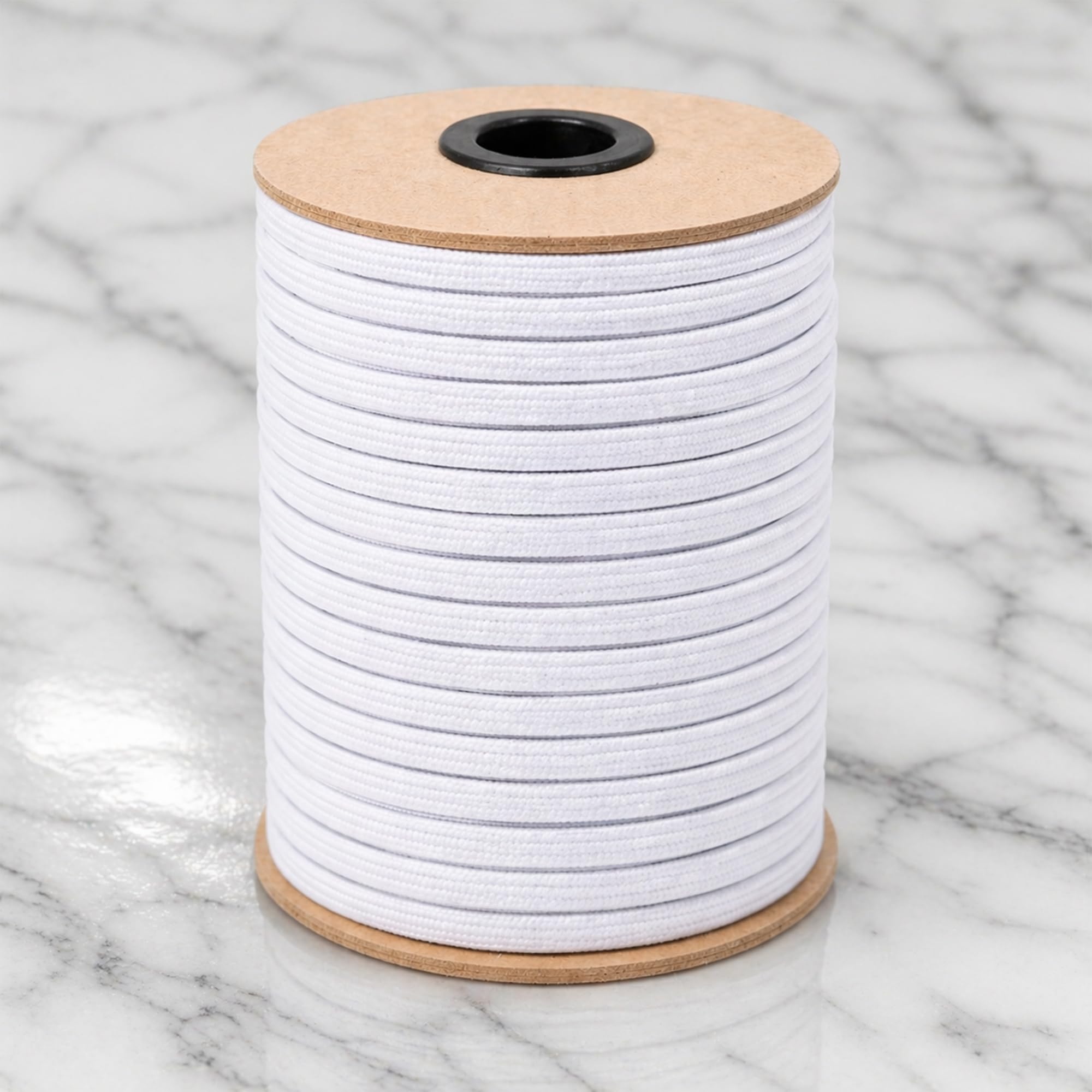 Trimming Shop 3mm 1/8 Inch White Flat Elastic Band for Sewing, Wide Braided Stretch Strap Elastic String Rope for DIY Sewing, Crafting, Dressmaking, Haberdashery and Clothing, 250 Metres