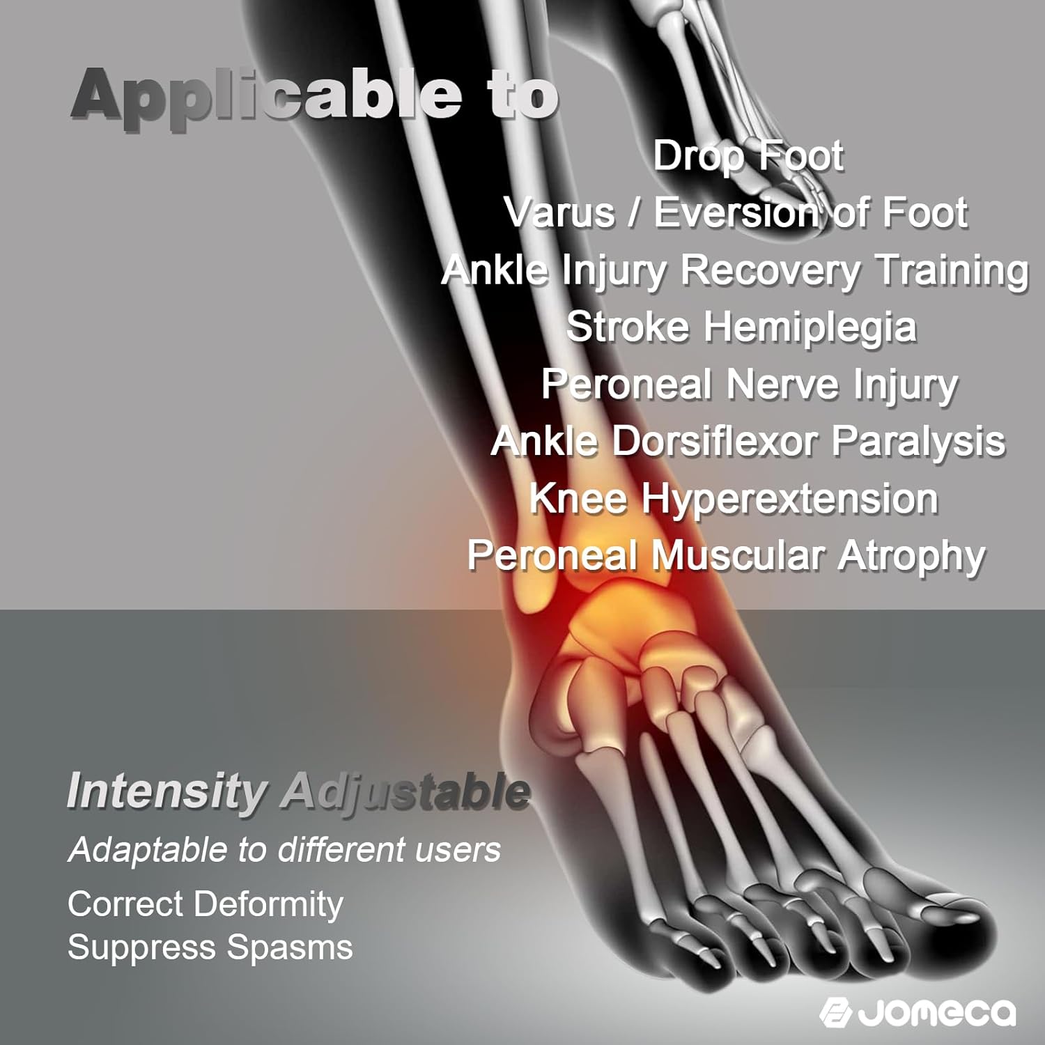 Ankle Joint Trainer Adjustable Dorsiflexion Torque for Foot Drop, Foot Varus Valgus, Ankle Joint Recovery Training, Stroke Hemiplegia, Ankle Foot Brace for Walking Training Fits Left Right Foot