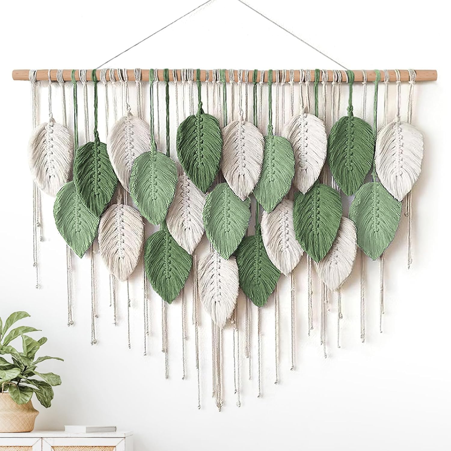Supreouts Macrame Wall Hanging, Boho Home Decor, Boho Leaves Macrame Tapestry, Bohemian Woven Decoration for Bedroom Living Room Apartment Dorm Gallery Perfect Handmade Gift Ideas 100 x 80 cm (Set A)