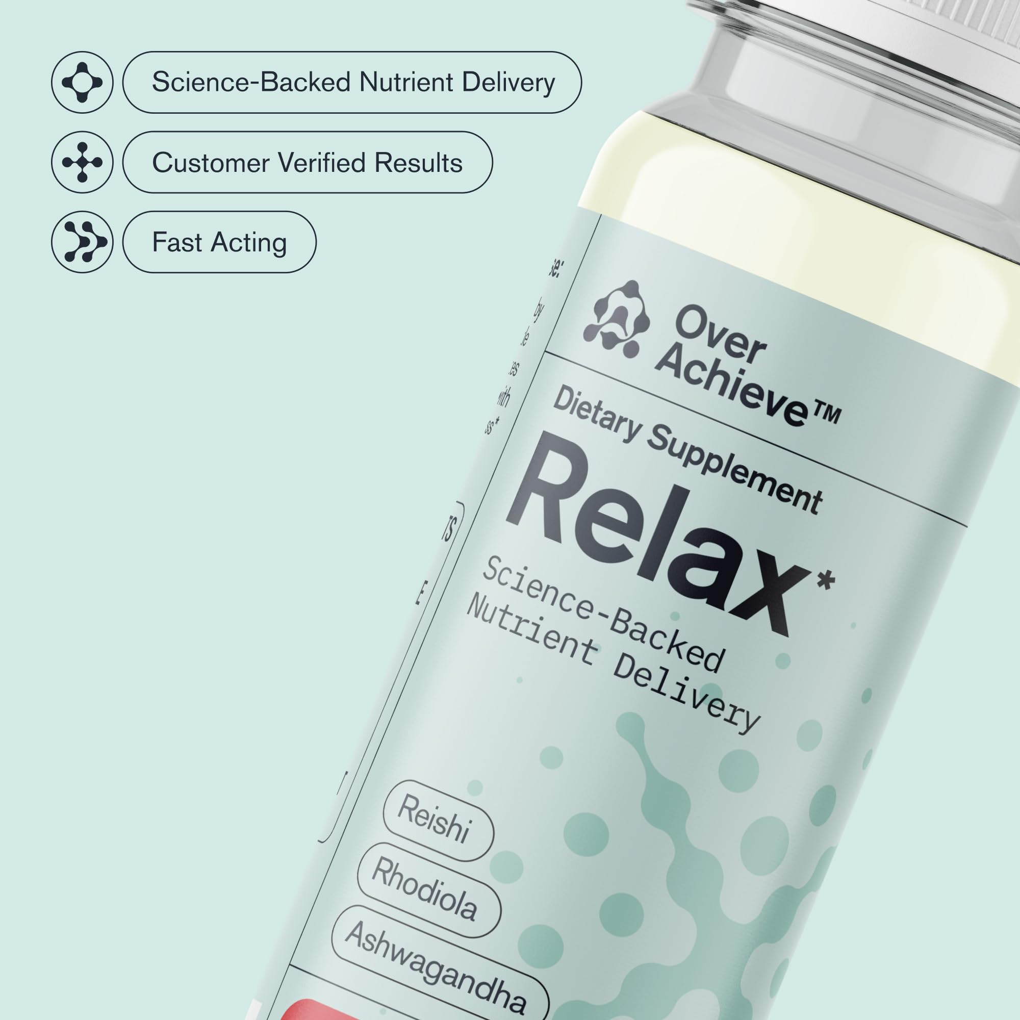 Relax Drink for Relaxation and Stress Relief, Contains Ashwagandha, Rhodiola Rosea and Reishi Mushroom with Advanced Nanoscience Technology, 3 Pack Calm Nervous System Berry Hibiscus, 2oz