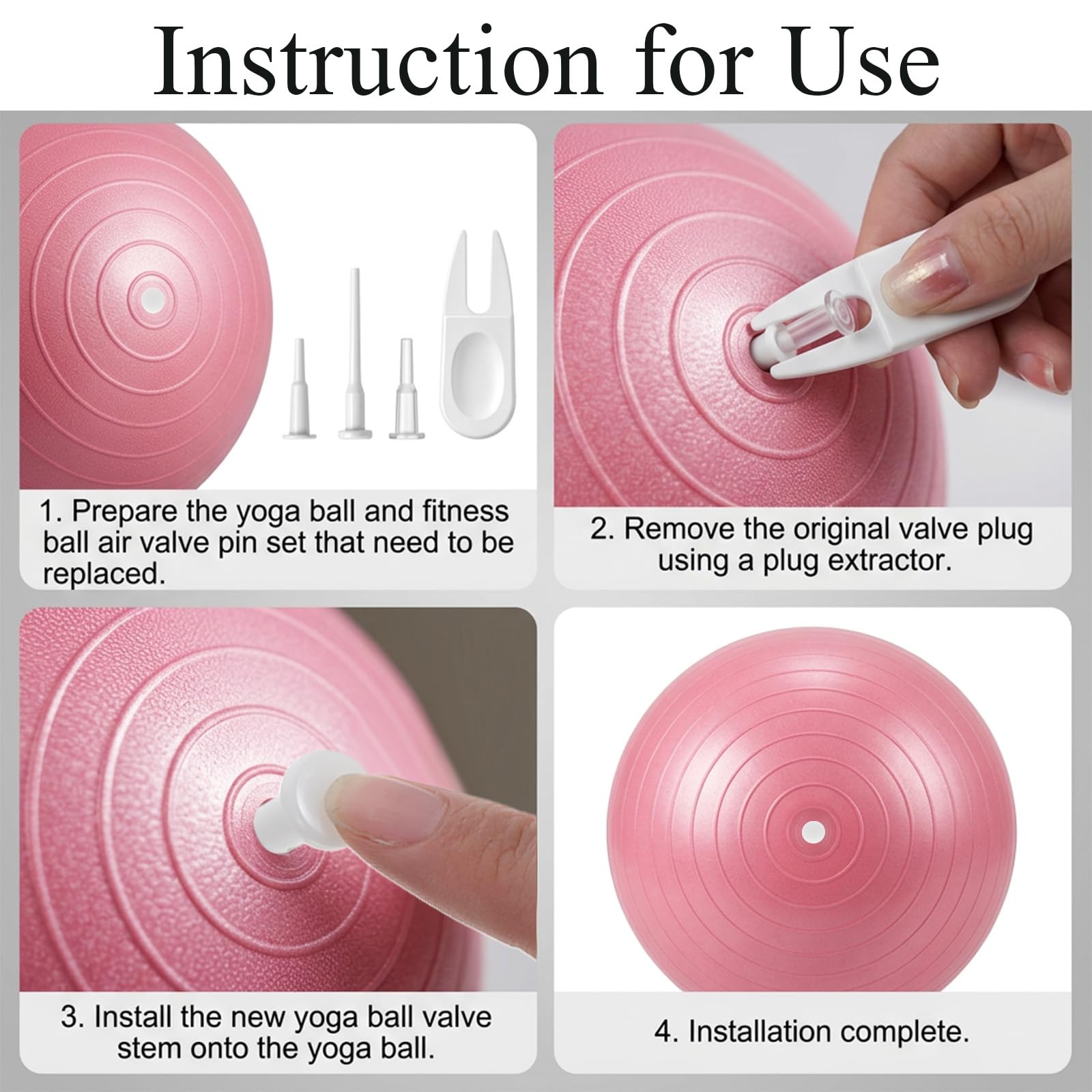 Tapones de bola de yoga, 20 tapones de aire con 2 herramientas de extracción, kit de repuesto de tapón de bola de ejercicio, bola de ejercicio, tapón de aire para pelotas de pilates, pelotas