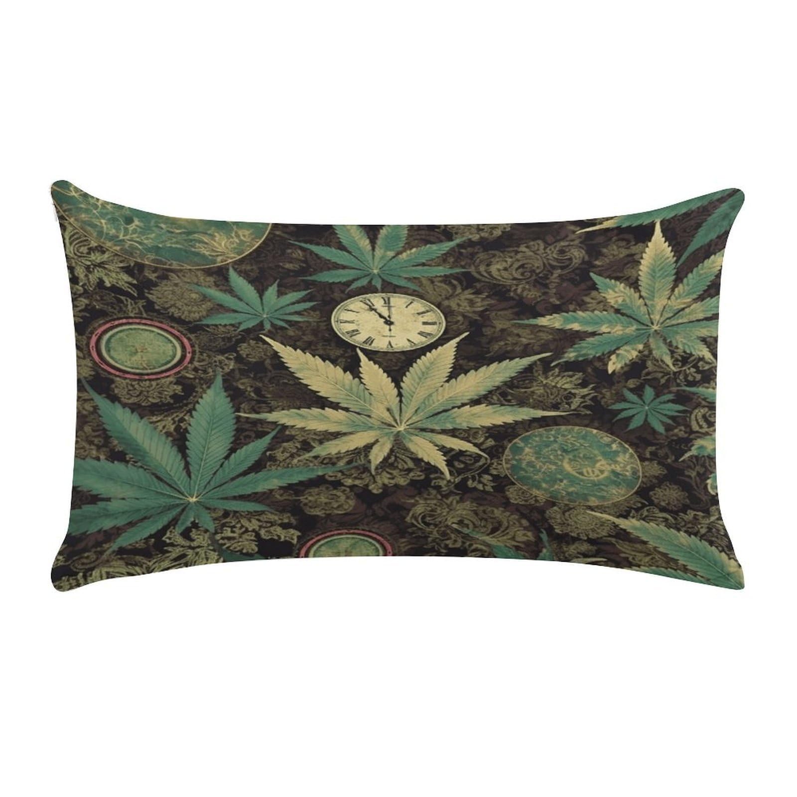 VstaDank A Puff in Time Weed Marijuana Throw Pillow Covers Rectangular Cushion Case Short Plush Pillowcase with Zipper Luxury Cozy Lumbar Pillows Shells Decorative Pillow Shams 12 X 20 Inch