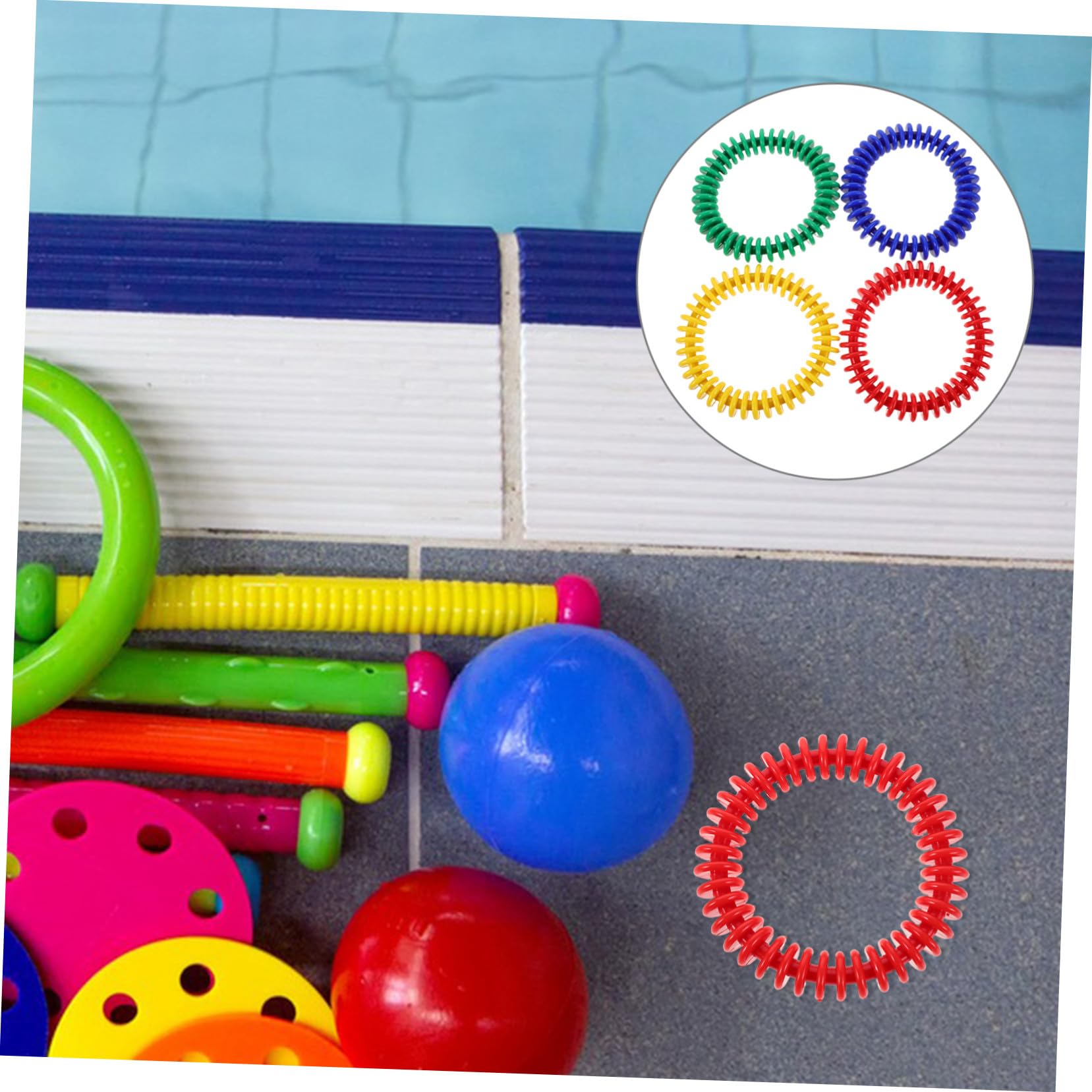 Hohopeti 4 Piezas Anillos de Buceo Flexibles para Piscina de Coloridas Juguetes Resistentes al Agua para Entrenamiento y Acuáticos Infantiles y Adultos