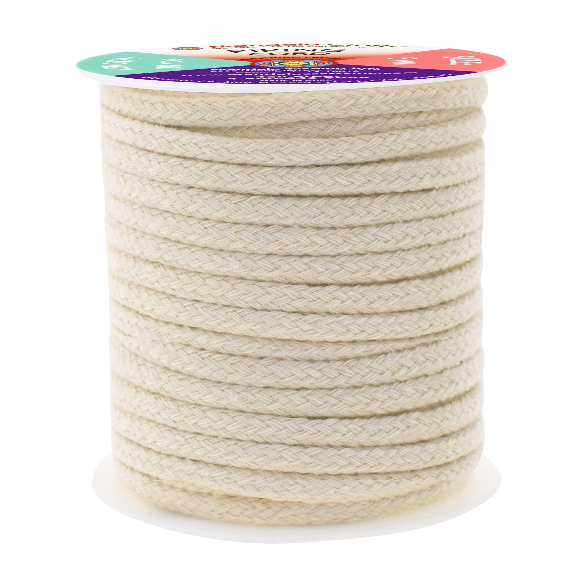 Mandala Crafts Natural Soft Replacement Drawstring Cords for Sweatpants Bags - Piping Cord for Sewing Upholstery - 20 Yds 5mm Cotton Cording Macrame