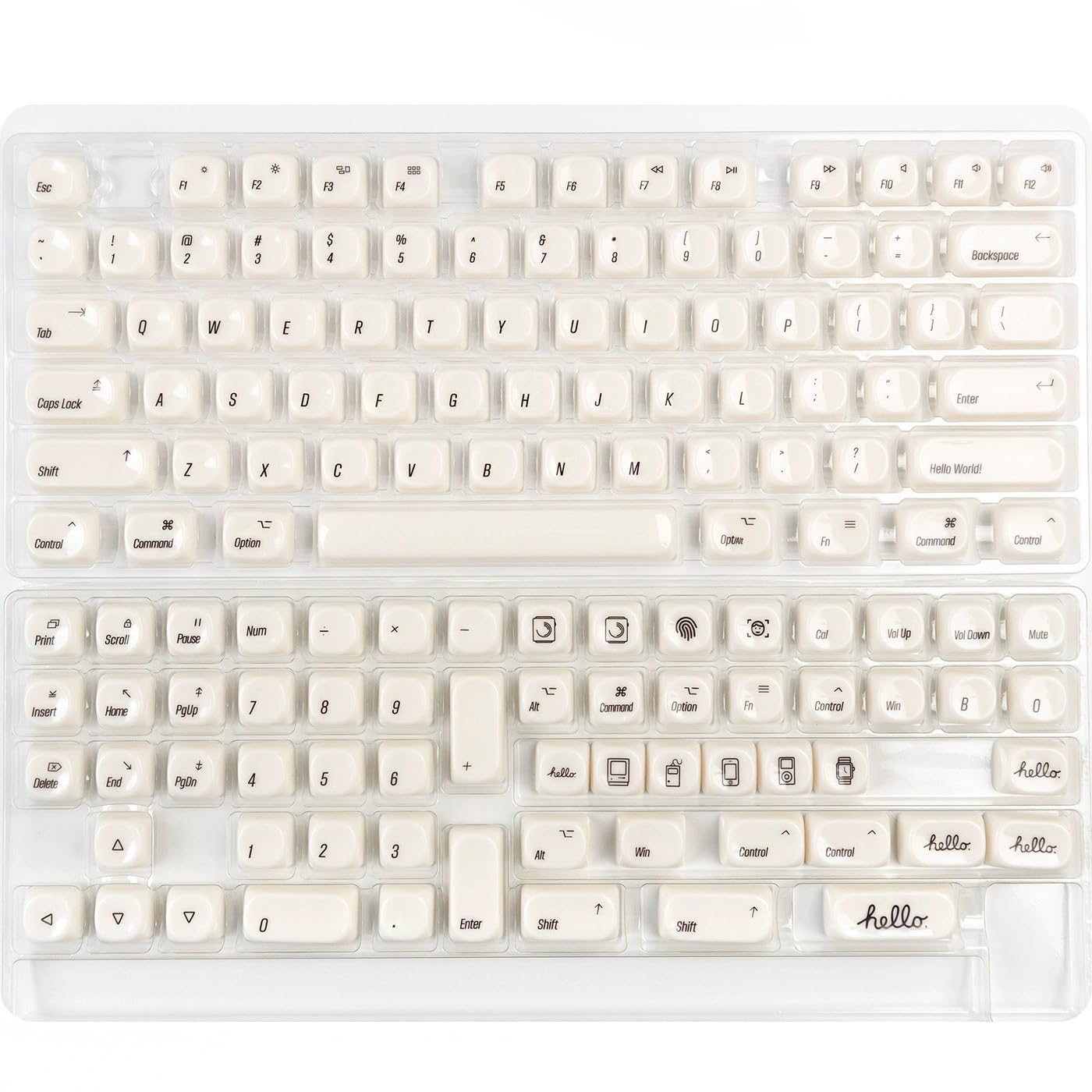 138 klawiszy MOA Profile Keycaps, błyszczące wykończenie w stylu MAC, PC Top Print Keycaps, kompatybilne z 61/68/87/98/104/108 klawiszami MX Switch mechaniczne klawiatury