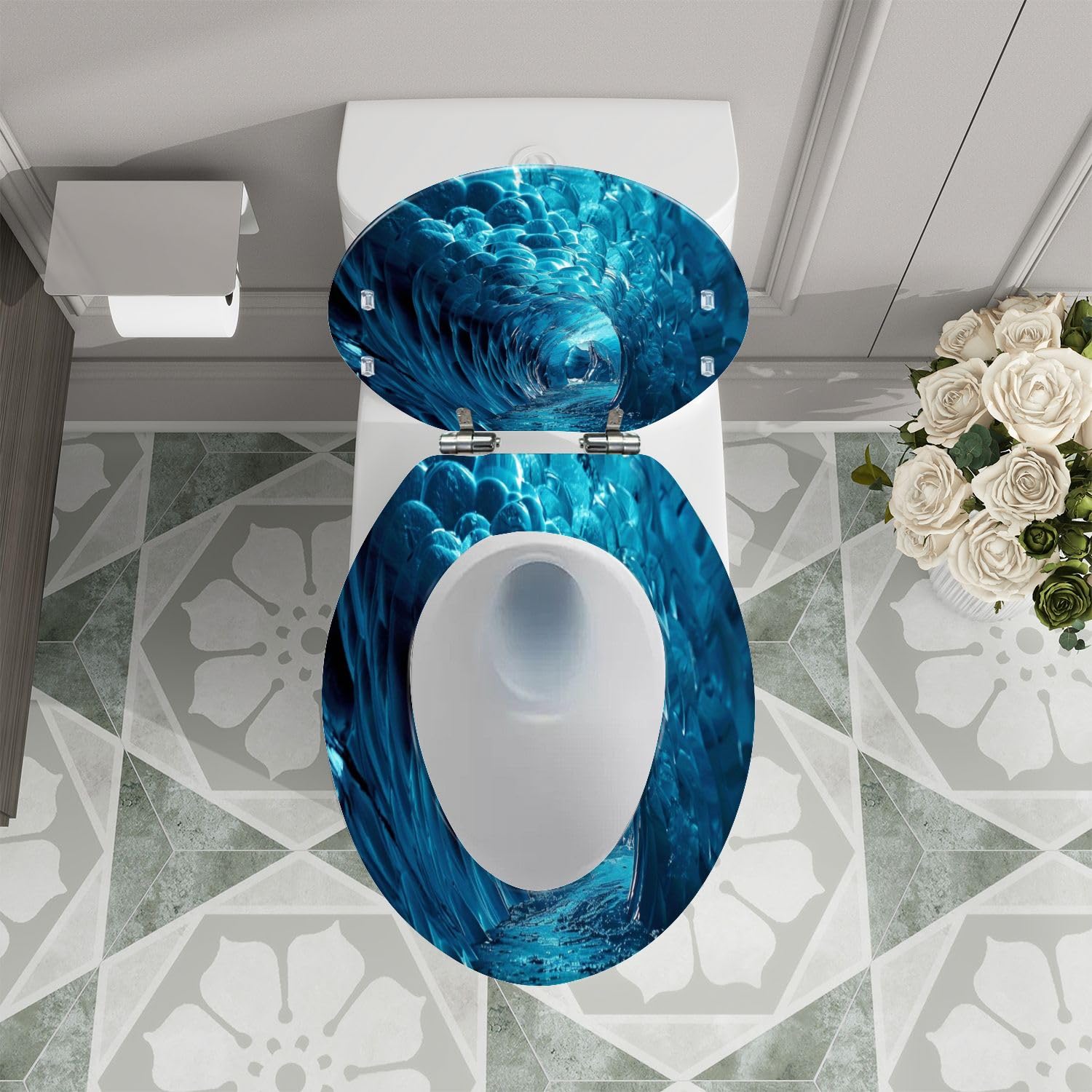 Asiento de inodoro alargado genérico de resina 3D para baño