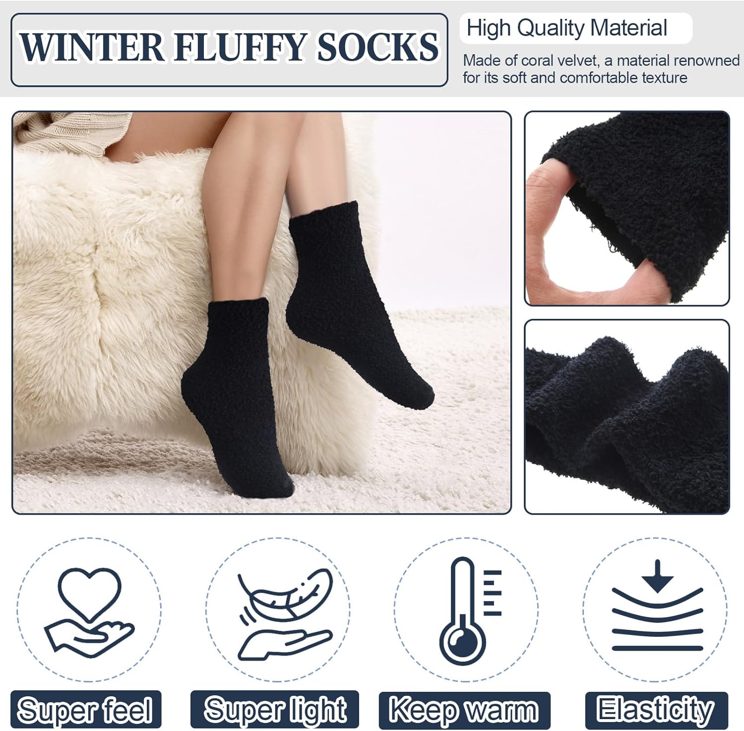 Cuffbow 100 Pairs Bulk Fuzzy Socks for Men Women Cozy Slipper Fluffy Socks Bulk Warm Gifts for Homeless - Image 2