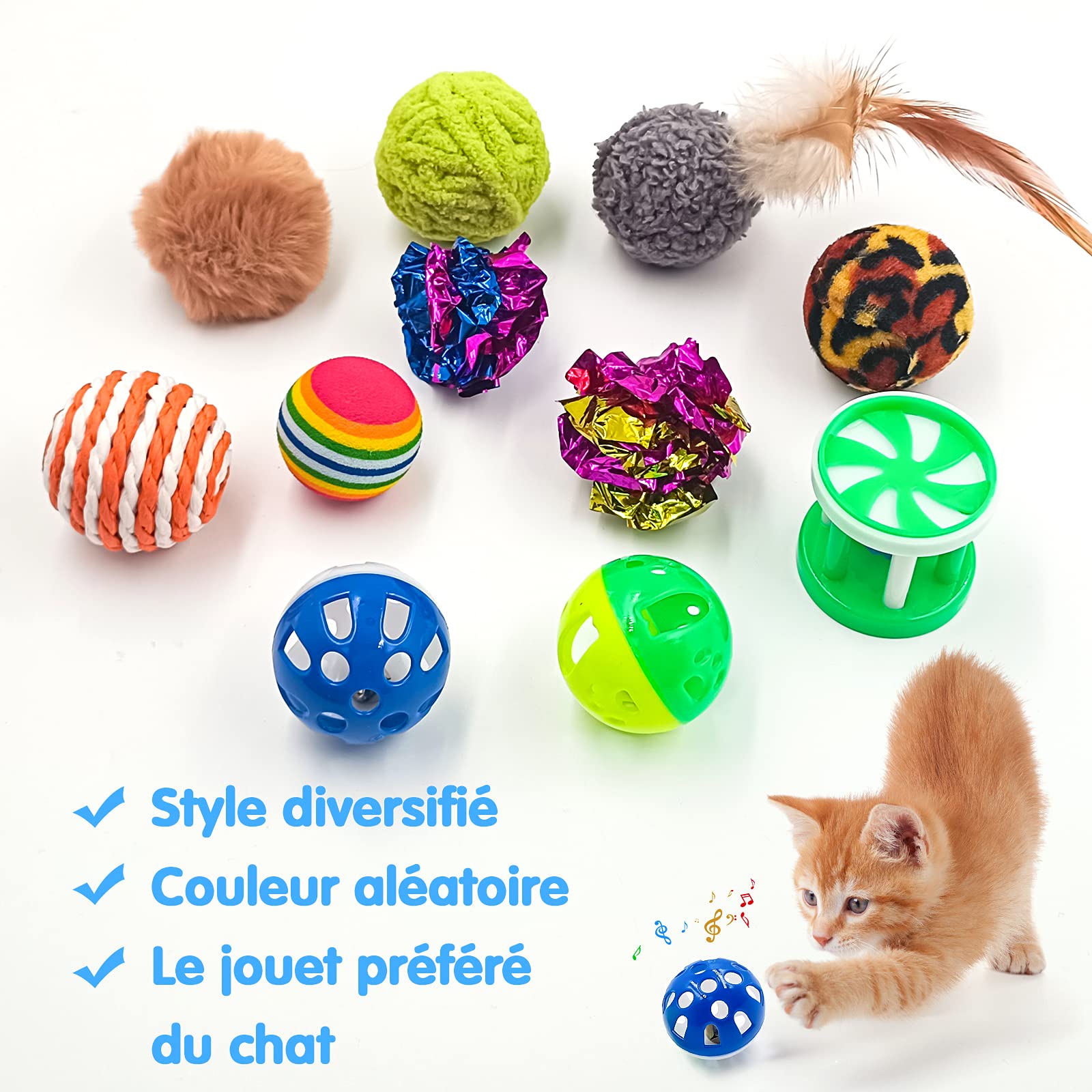 Jouets Chat, 23 Pièces Lot de Jouets pour Chaton Intérieur, Jeu Interactif avec Plumes Baguette pour Chaton, Cataire Jouet Poisson, d'herbe à Chat Naturel Matatabi