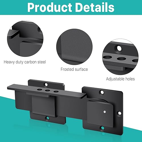 Miniatura 4 de Elesunory Cerradura de puerta abatible de 9 pulgadas, cerradura de puerta abatible ajustable con 3 agujeros para candado, pestillo de puerta de