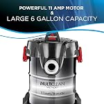 BISSELL MultiClean Wet Dry Shop Vacuum Cleaner, 11 Amp, 6-Gallon, Garage Drum Vac with Blower Function and Auto Tool Kit for Wet and Dry Debris, 2035D