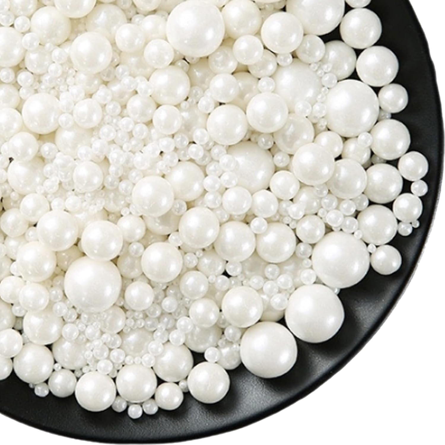 Essbare weiße perlen Zucker streusel 5 Größen Zuckerperlen für Tortendeko Cupcakes & Kekse - Ideal Kuchen Dekoration(2,4,7,10,14mm)