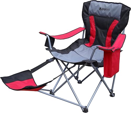 GigaTent Silla de camping con reposapiés, sistema de visión integrado para tabletateléfono celular, enfriador integrado y portavasos (azul)