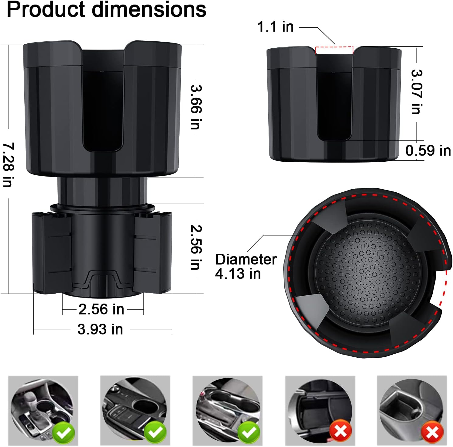 Ueenok Cup Holder Expander for Car, Car Cup Holder Expander with Adjustable Base - Fits Hydro Flask, Yeti, Nalgene, Large Bottles and Big Drinks, Mugs, Car Cup Holder Adapter Fits Most Cup Holder : Automotive
