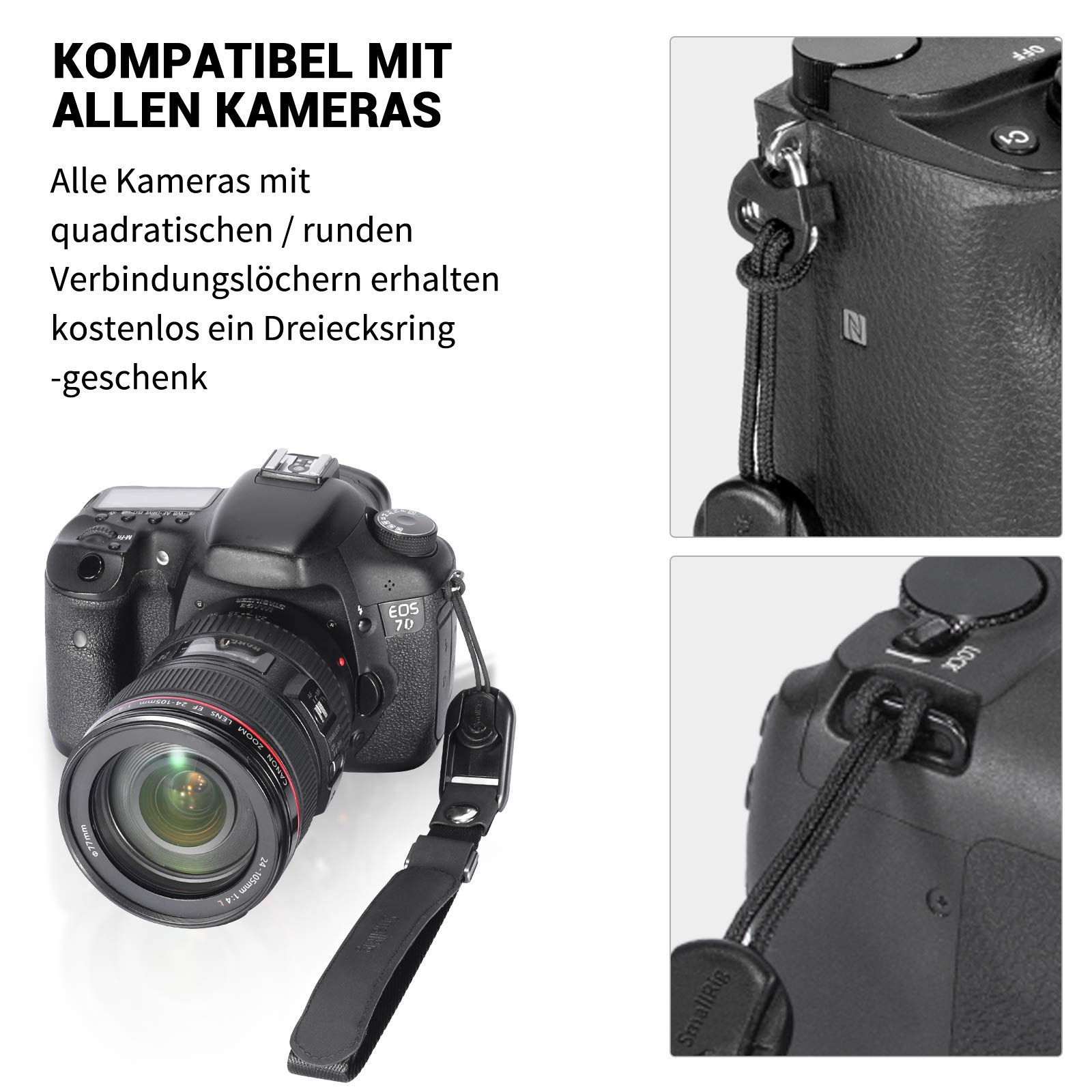 SMALLRIG Kamera Handschlaufe Neopren Kamera Handgelenkschlaufe Trageschlaufe für Canon für Nikon für Sony für Fujifilm für Olympus DSLR SLR - 2398