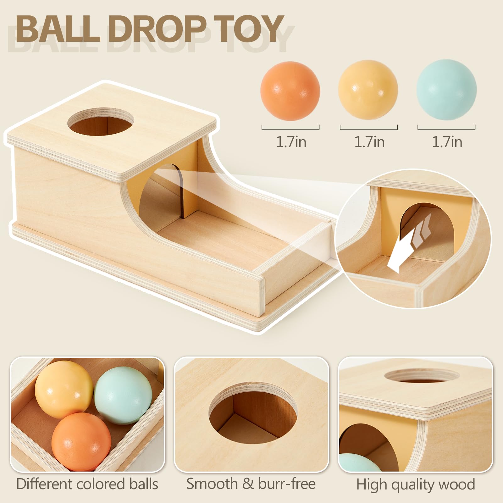 Atoylink Giochi Neonato 6 9 12 Mesi Giochi Legno Montessori con Object Permanence Box & Cubi Impilabili Bambini & Sonaglio Neonato & Flashcards, Giocattoli Giochi Sensoriali per Neonati