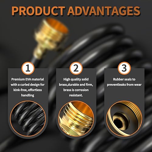 Miniatura 3 de GASHER Manguera de jardín de bobina de 50 pies x 38 pulgadas, manguera de jardín expandible con conector de latón de 34 pulgadas, manguera de riego