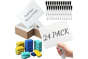 Taobary White Board Paddle Set with 24 Paddles, Markers, and Erasers