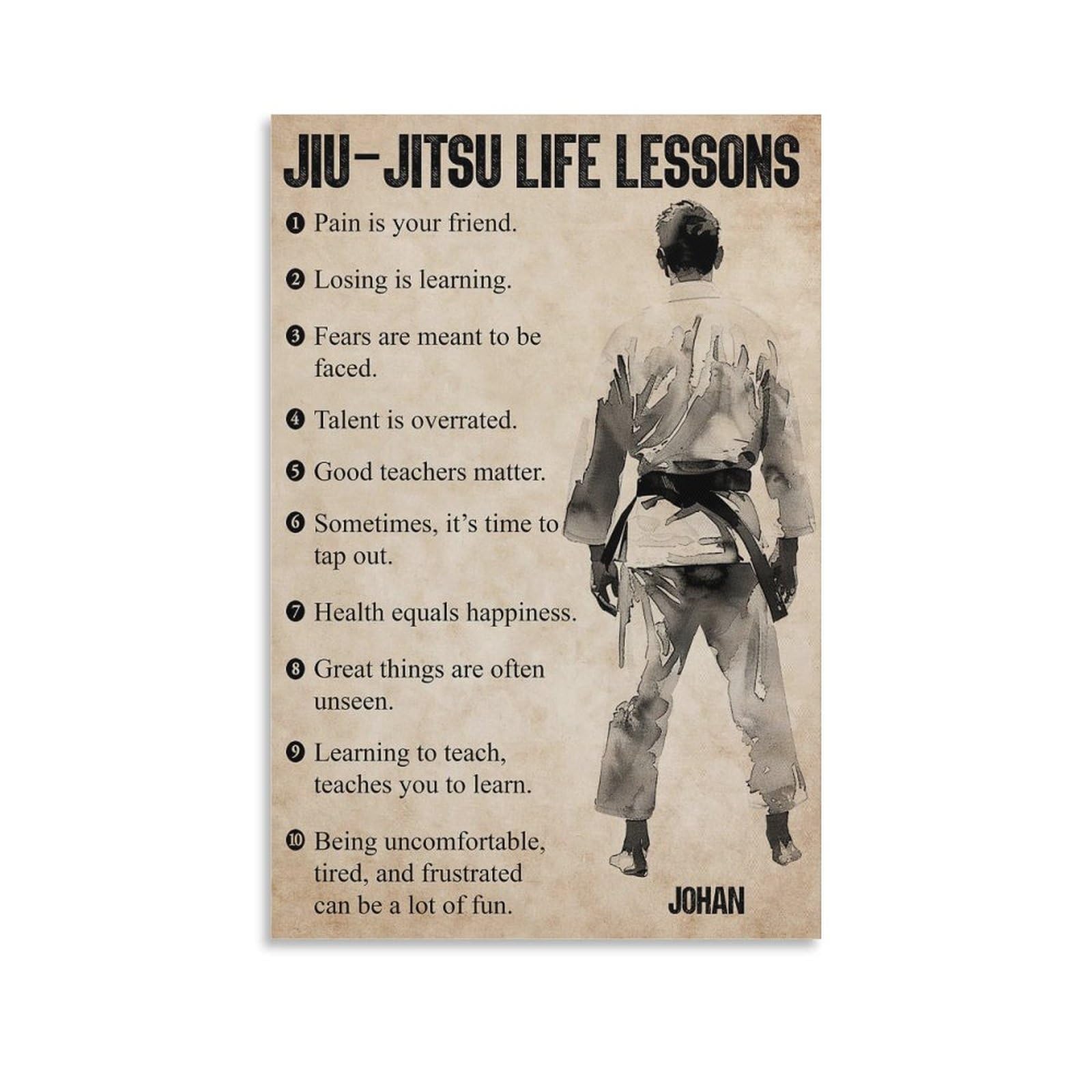 Wlqzfrwv Jiu-Jitsu Life Lessons Personalized Poster Canvas Poster Bedroom Decor Landscape Office Room Decor Gift 12X18inch(30X45cm)