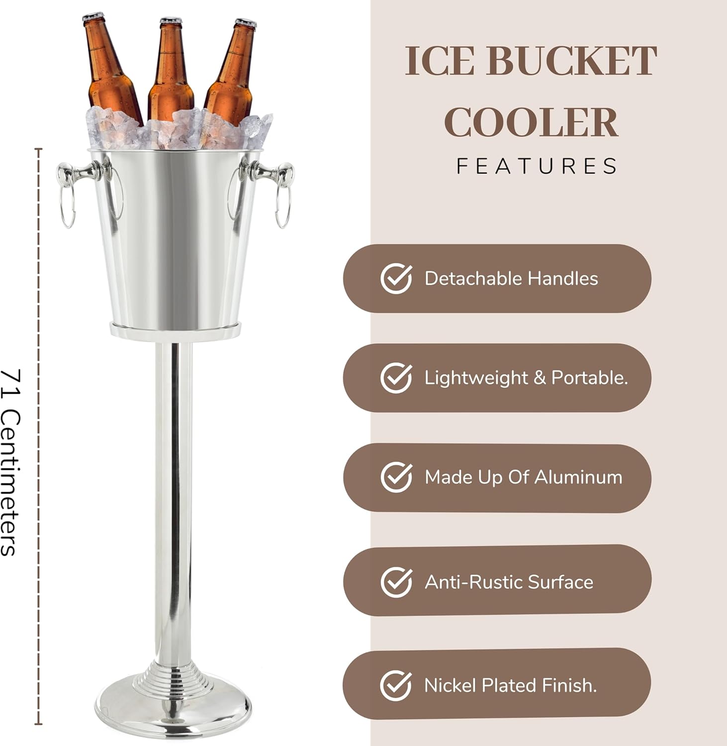 Deep Hammered Nickel-Plated Wine & Ice Bucket with Stand