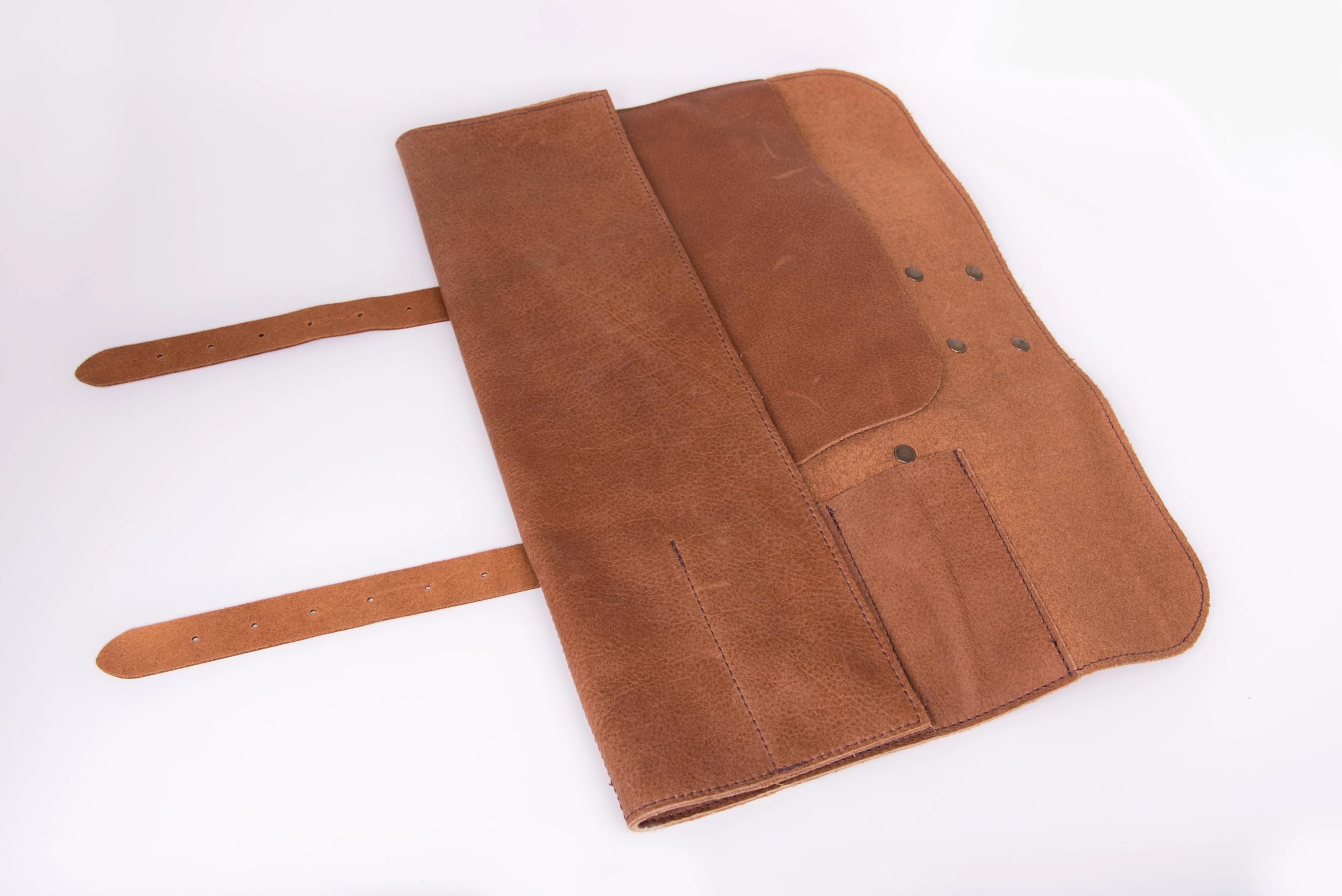 Arcos Bolsa Cuchillos Bolsa Cuchillos Cocina Profesional Estuche Profesional Porta Cuchillos 5 pzas | 42 cm Largo | Asa para Transportar| Cuero Color Miel| Hebilla Ajustable