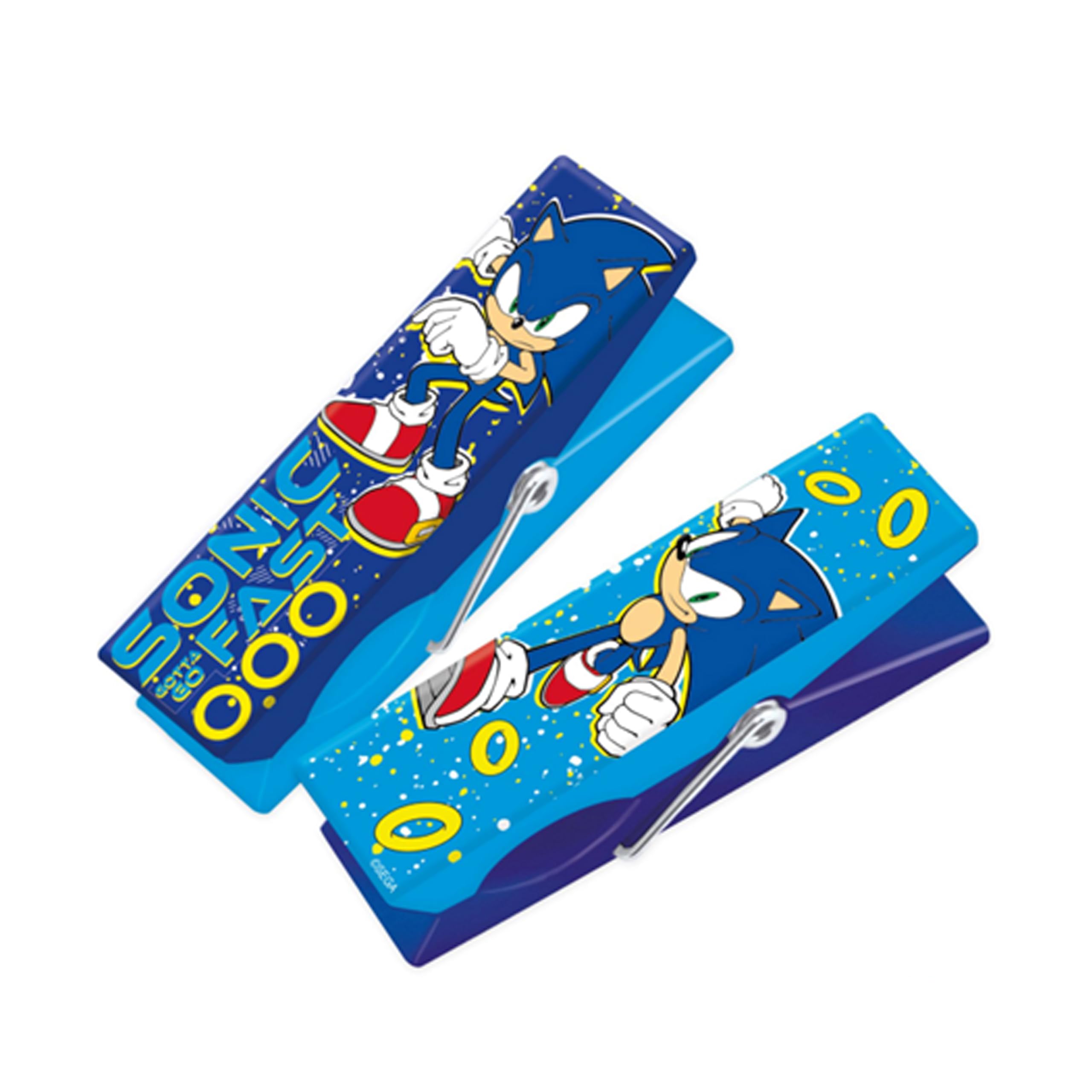 Sonic the Hedgehog Beach Towel Clips, Strong Beach Chair Towel Clip Holder | Large Towel Pegs for Sunbeds Sun Loungers | Jumbo Clothes Laundry Pegs | 2 Pack | Blue