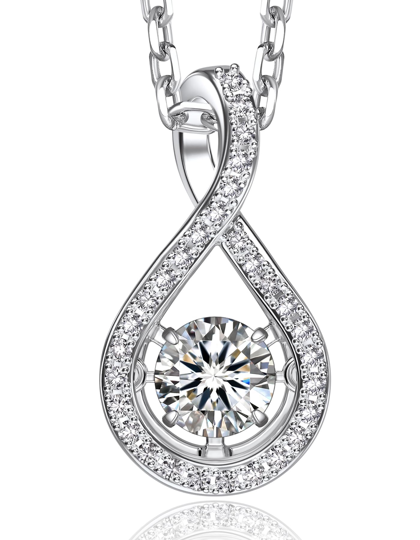 MomentWish Moissanite Necklace for Women, 0.5/1 Carat Sterling Silver