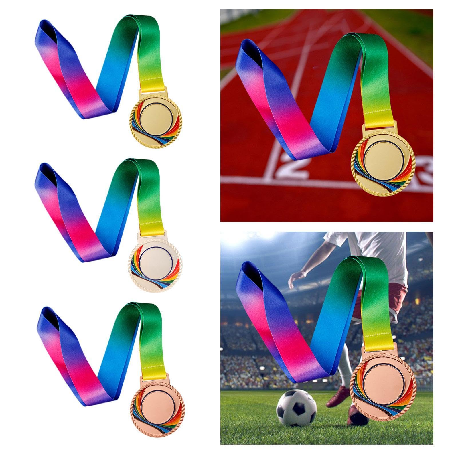 HEAVENGLOW Award Medal Zinc Alloy Prize Gift with Neck Ribbon for Games Events Football Gold | Other Sporting Goods-image-40