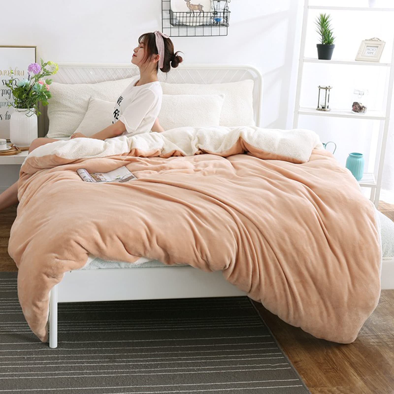 Couverture de couette ultra soft contre le froid nocturne : flanelle shaggy 180x220