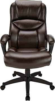 Realspace Fennington Bonded Leather High-Back Chair, Brown/Black