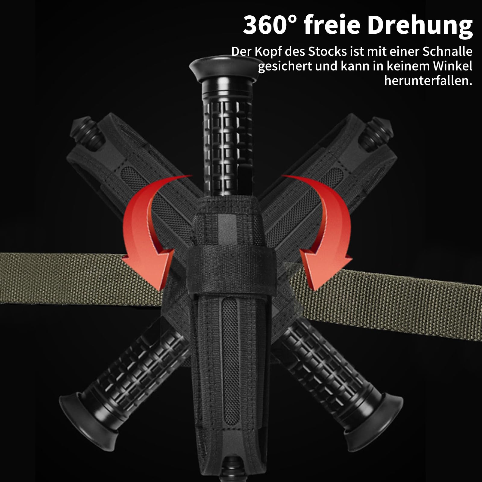 360 Grad Drehbare Schnellwahl-Swing-Stick-Abdeckung, Tragbare Schlagstock Abdeckung, Schlagstockholster für Polizisten, Teleskop-Schlagstocktasche, Taschenlampen-Holster, mit Schnellverschluss