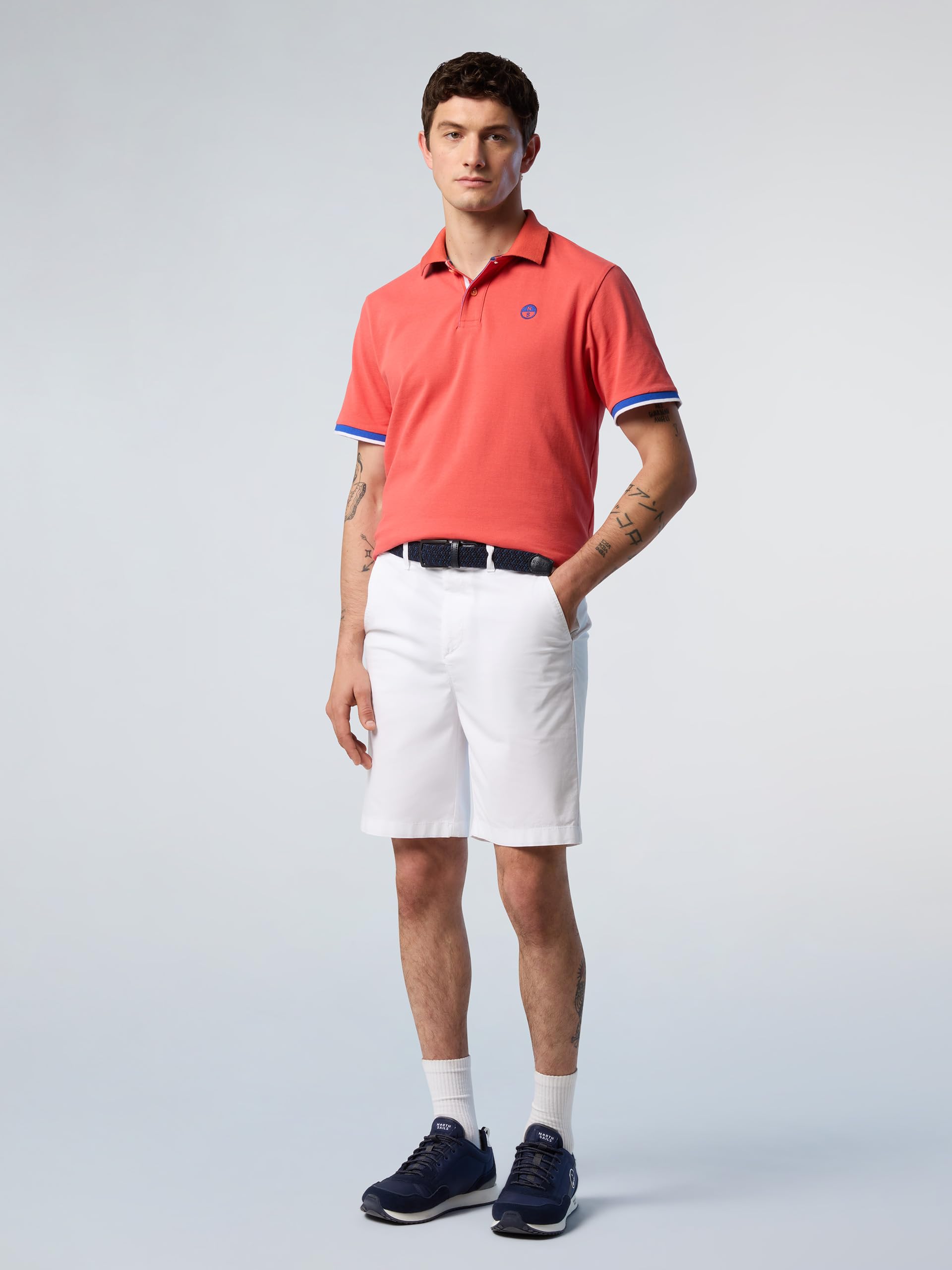 NORTH SAILS Polo Uomo in piqué di Cotone Organico con Motivo a Righe