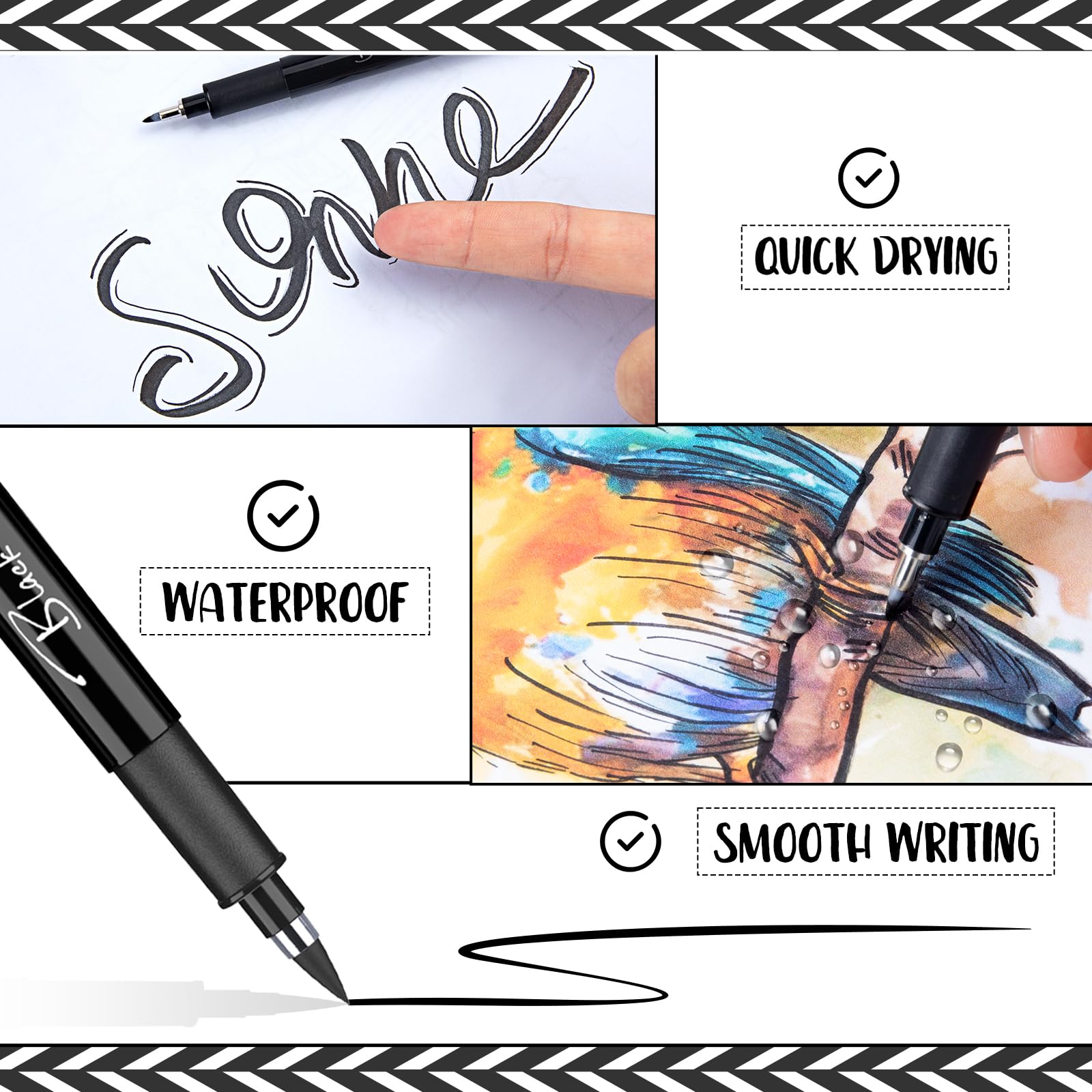 Calligraphy Pens, 12pcs Calligraphy Set for Beginners Brush Pens Black Drawing Pen - Image 3
