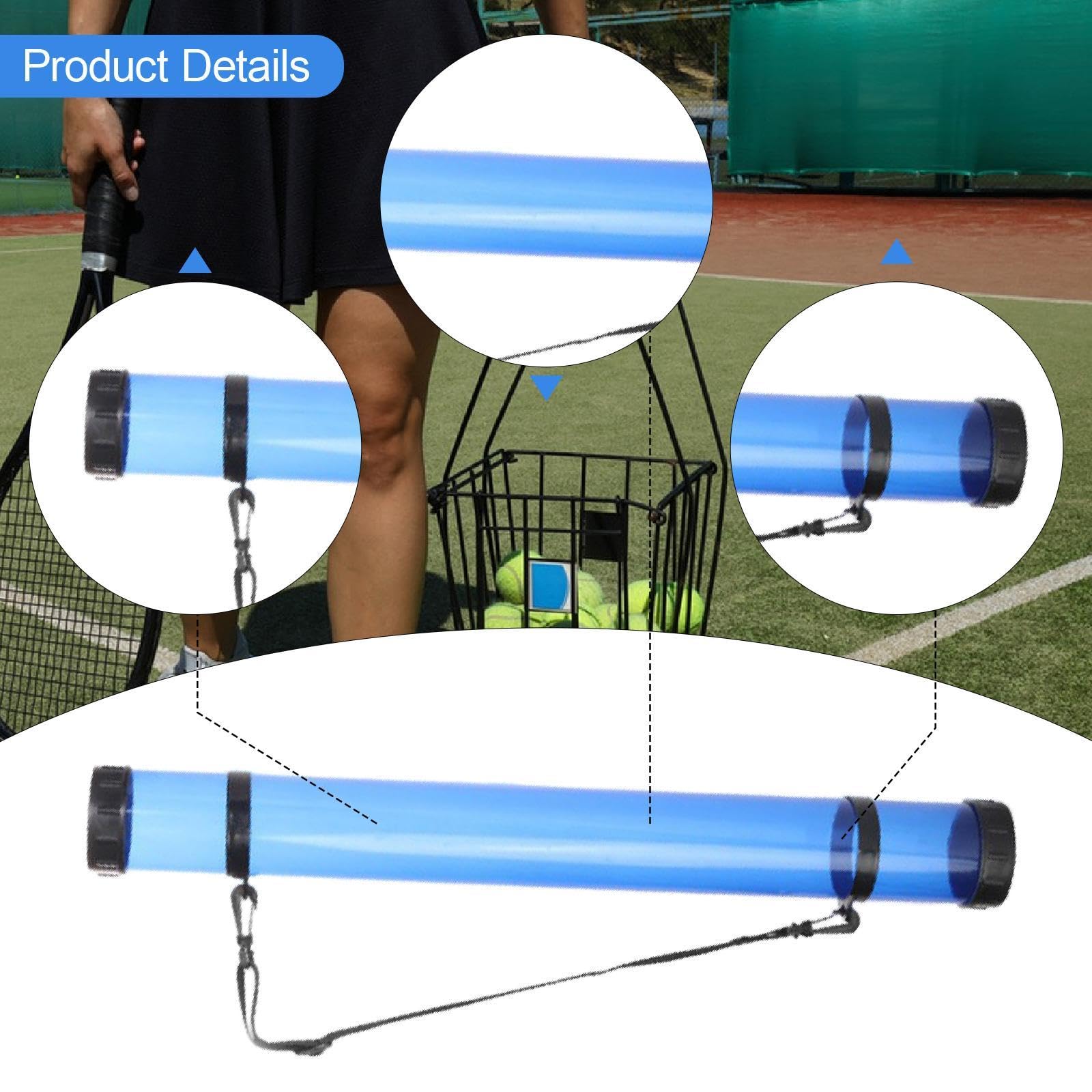 Tubo Raccogli-Palle da Pickleball, Raccogli-Palle, Contenitore per Raccogli-Palle, Organizer in PVC, Tracolla Multifunzione Portatile, Adatto per Gioc, 94 Cm X 7.3 Cm