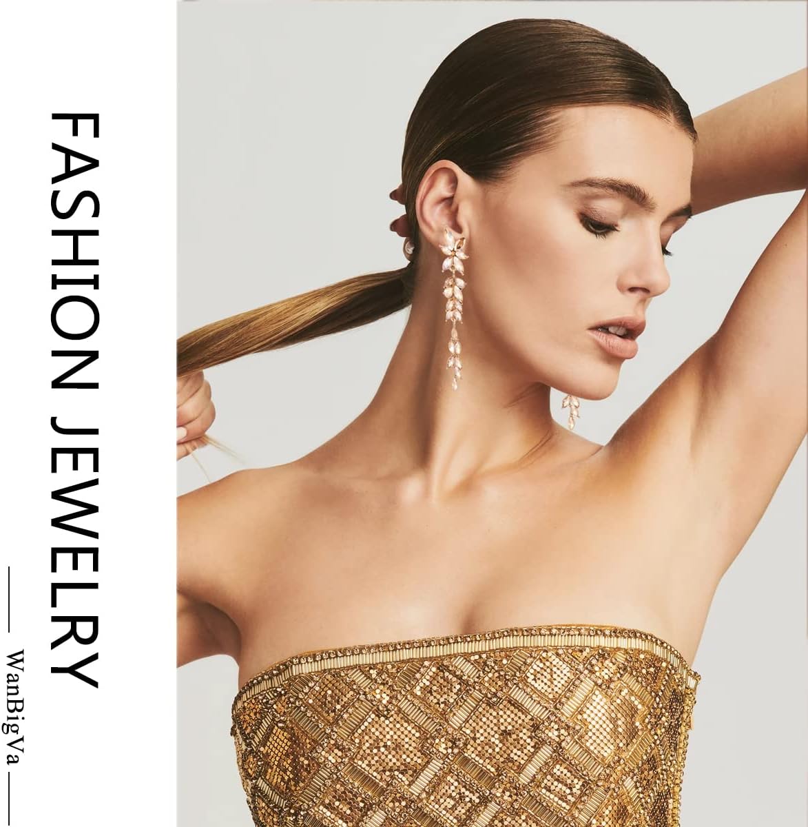 Fashion Rhinestone Statement Drop Dangle Earrings Dangling Sparkly Crystal Marquise Bridal Bridesmaid Wedding Earrings Long Chandelier Teardrop Earrings for Women Prom Party - Image 2