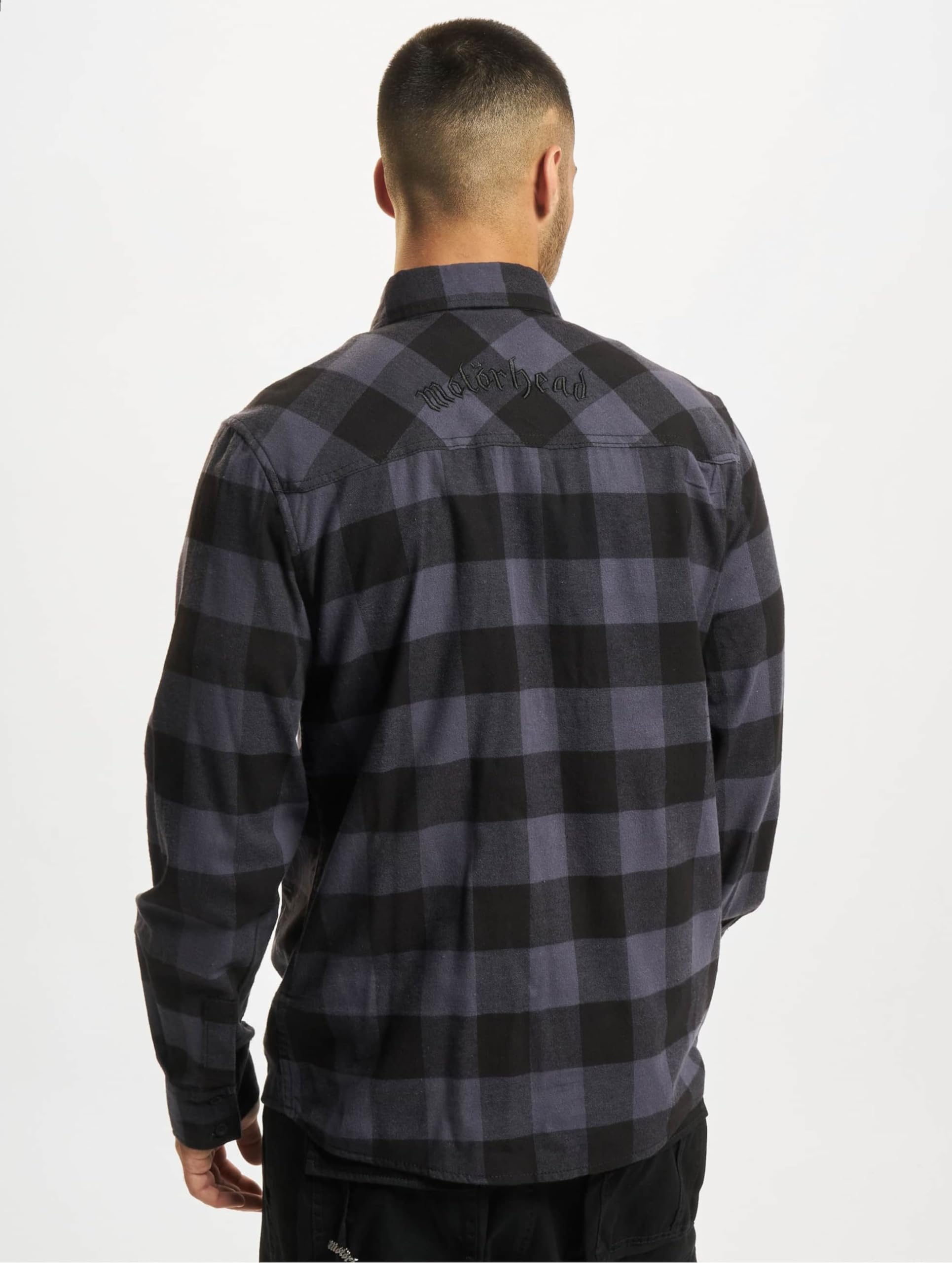 Motörhead Brandit Bastards - Checkshirt Hombre Manga Larga Negro/Gris 100% algodón Regular