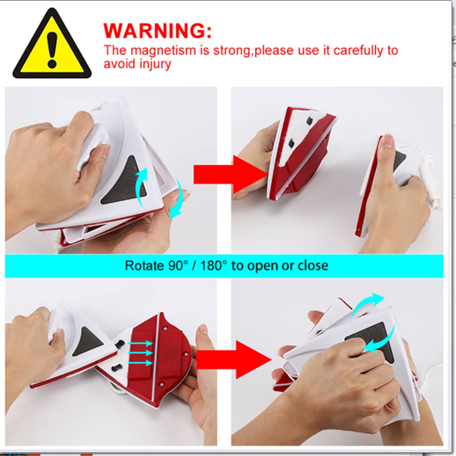 Limpiador Ventanas magnético, Limpiador Ventanas magnético, Cepillo Limpieza Vidrio Doble Cara Limpieza Ventanas, Herramienta Limpieza doméstica Ventanas Altas Vidrio