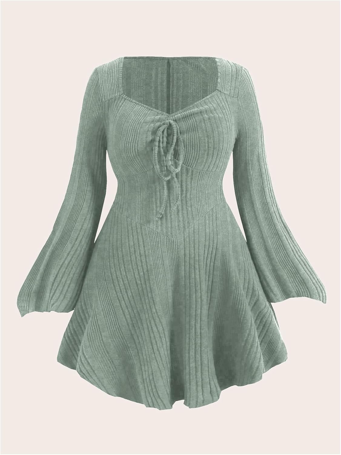 Verdusa Womens Plus Size Sweater Dress Fall Dresses Bell Long Sleeve Lightweight Short Sweater Dresses Corset Dress - Image 3