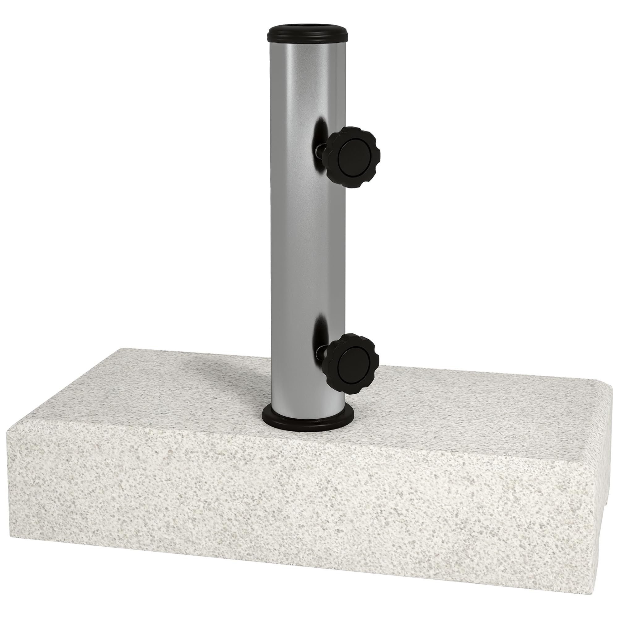 Outsunny Base per Ombrellone da Giardino 25kg per Pali da Ø32mm, Ø38mm e Ø48mm, Base Ombrellone in Granito e Acciaio Inox con Manopole Laterali e Maniglie, 45x22.5x40 cm, Grigia