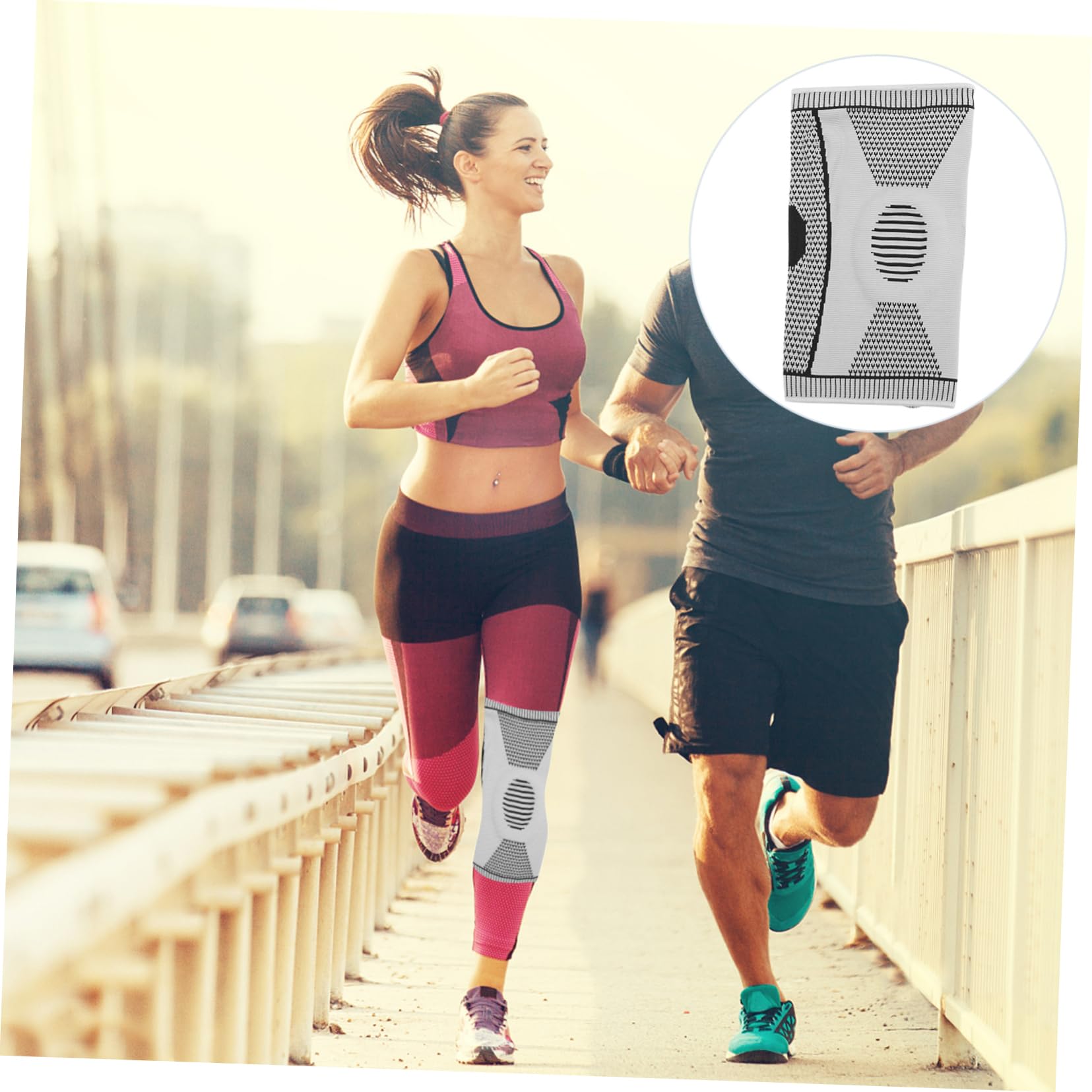 PartyKindom 1 Pc Woven Knee Pad Knee Sleeve Compression Acl Stabilizer for Running Basketball Cycling