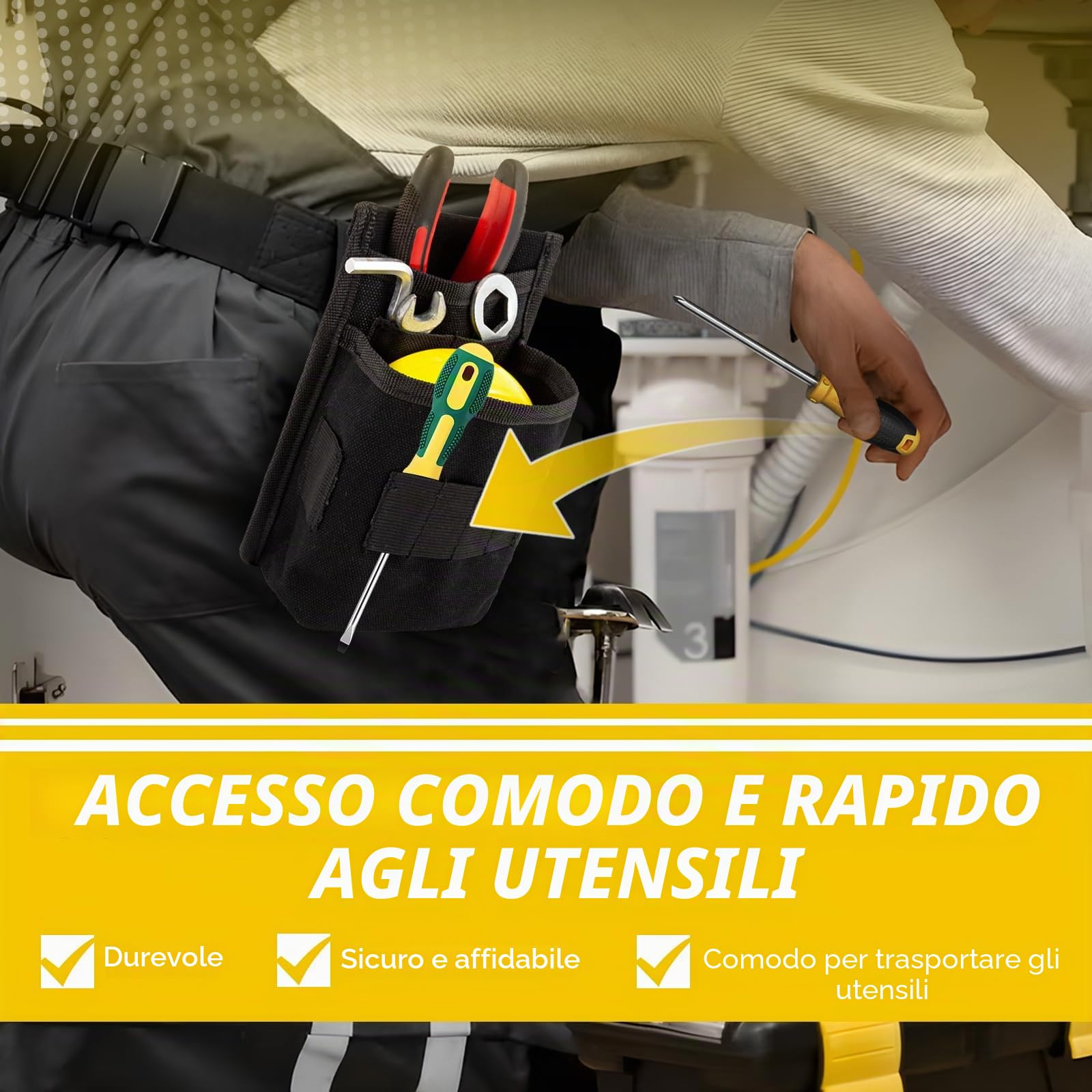 Marsupio Porta Attrezzi, Porta Attrezzi da Cintura, Borsello Lavoro da Lavoro, Tessuto Oxford, Piccola Borsa Elettricista, Impermeabile per Tecnici, Tecnici di Manutenzione, Elettricisti（Nero）