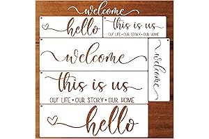 6 Pieces Welcome Hello Stencils for Painting on Wood | DIY Welcome Sign Templates