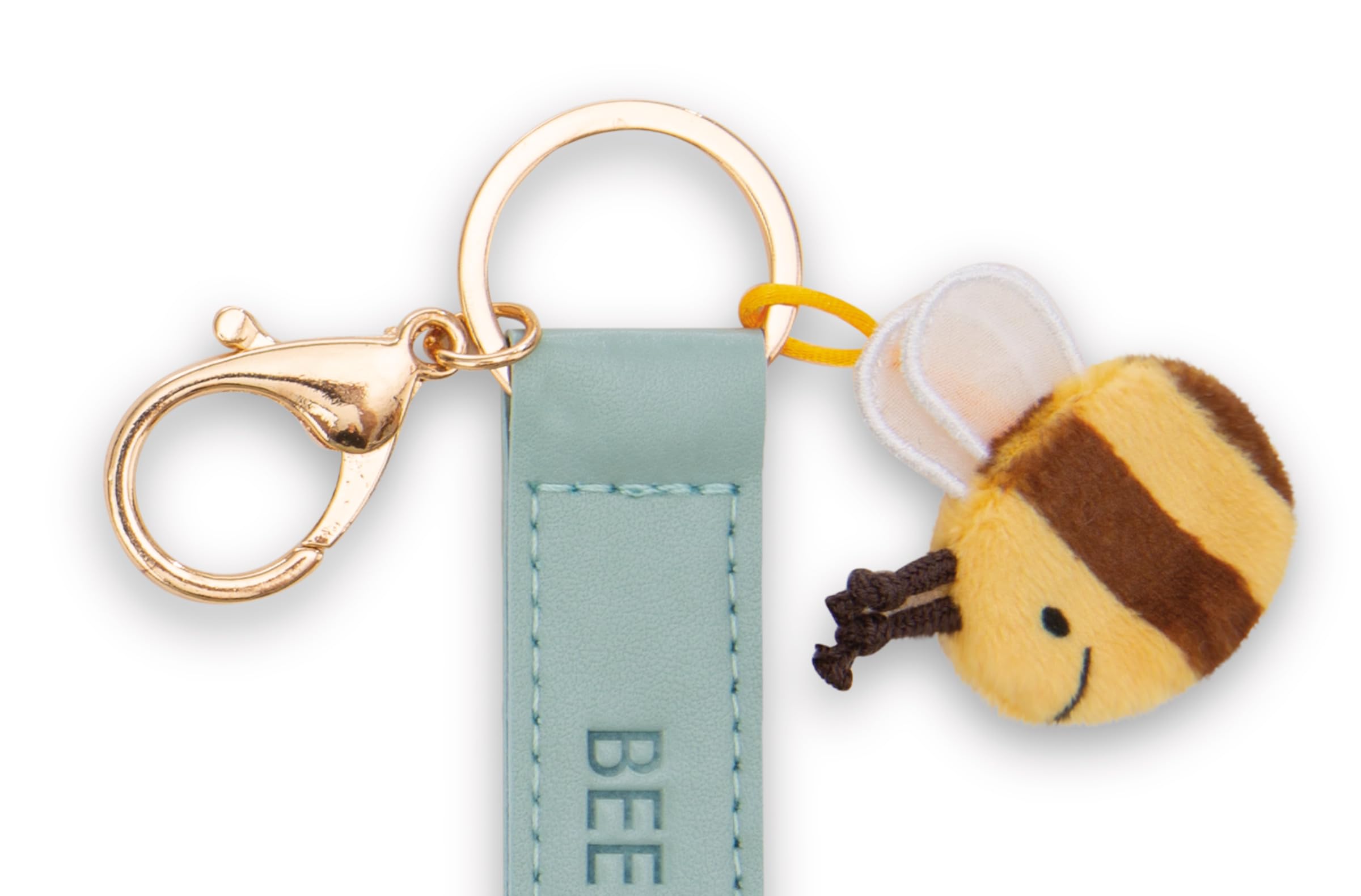 Breloczek „Bee happy” z imitacji skóry 10cm z pszczołą - turkusowy - Lojalny towarzysz dla wszystkich grup wiekowych z karabińczykiem, idealny do plecaka, torby, smyczy lub kluczy | 62000