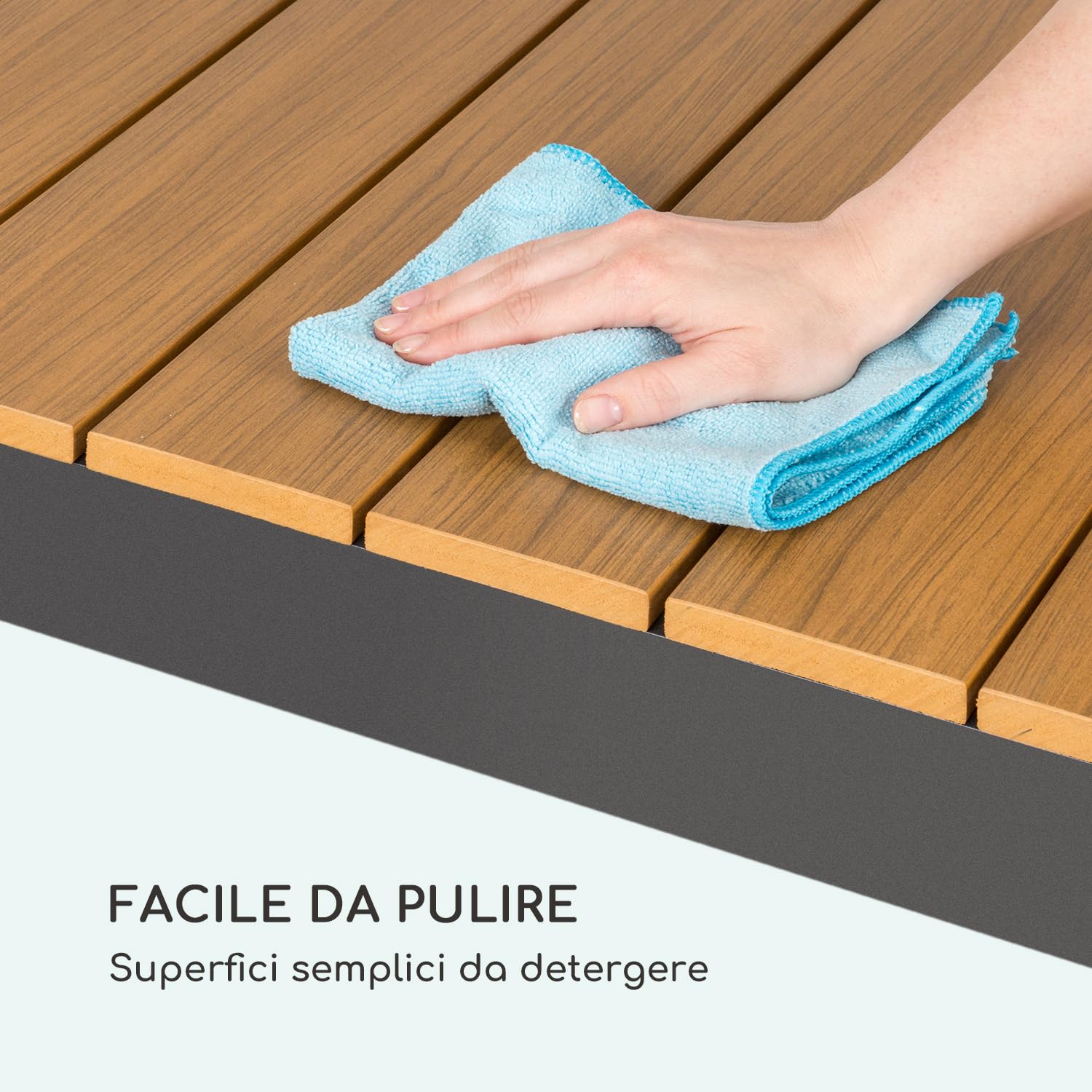 blumfeldt Menorca Expand - Tavolo da giardino, allungabile, alluminio/plastica imitazione legno, verniciato a polvere, gambe regolabili, superficie del tavolo max. 213 x 95 cm, chiaro/teak