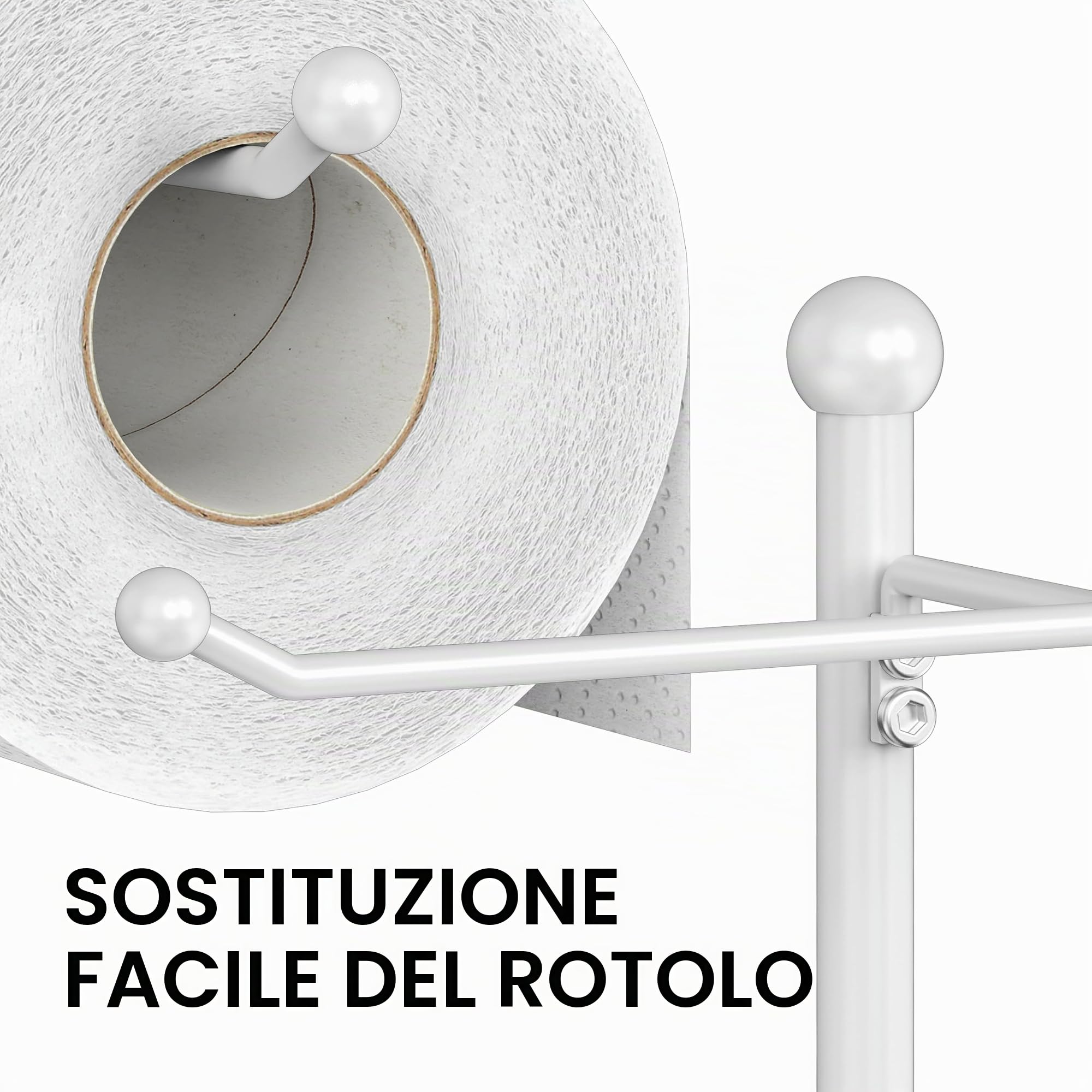 Simple Houseware Portarotolo di carta igienica in stile inglese con ripiano, bianco