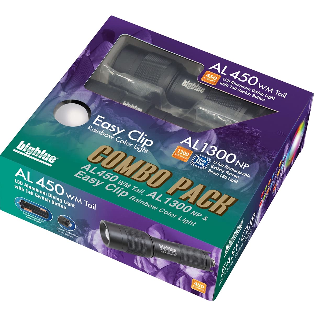 Bigblue AL450WM Tail and AL1300NP and Easy Clip Rainbow Combo Pack