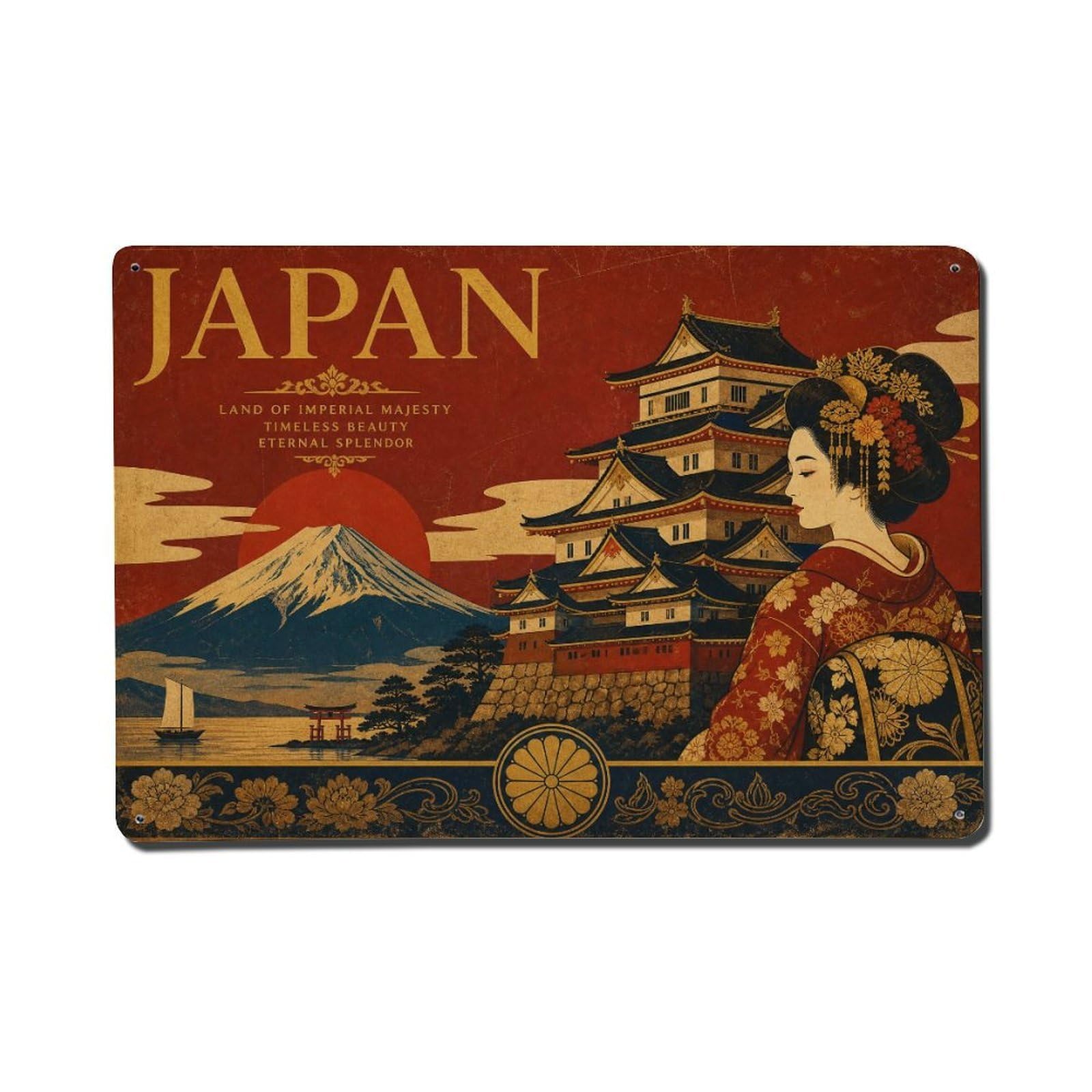 Huiyhb 8X12inch(20X30cm) Vintage Travel Japan Majesty Metal Tin Sign